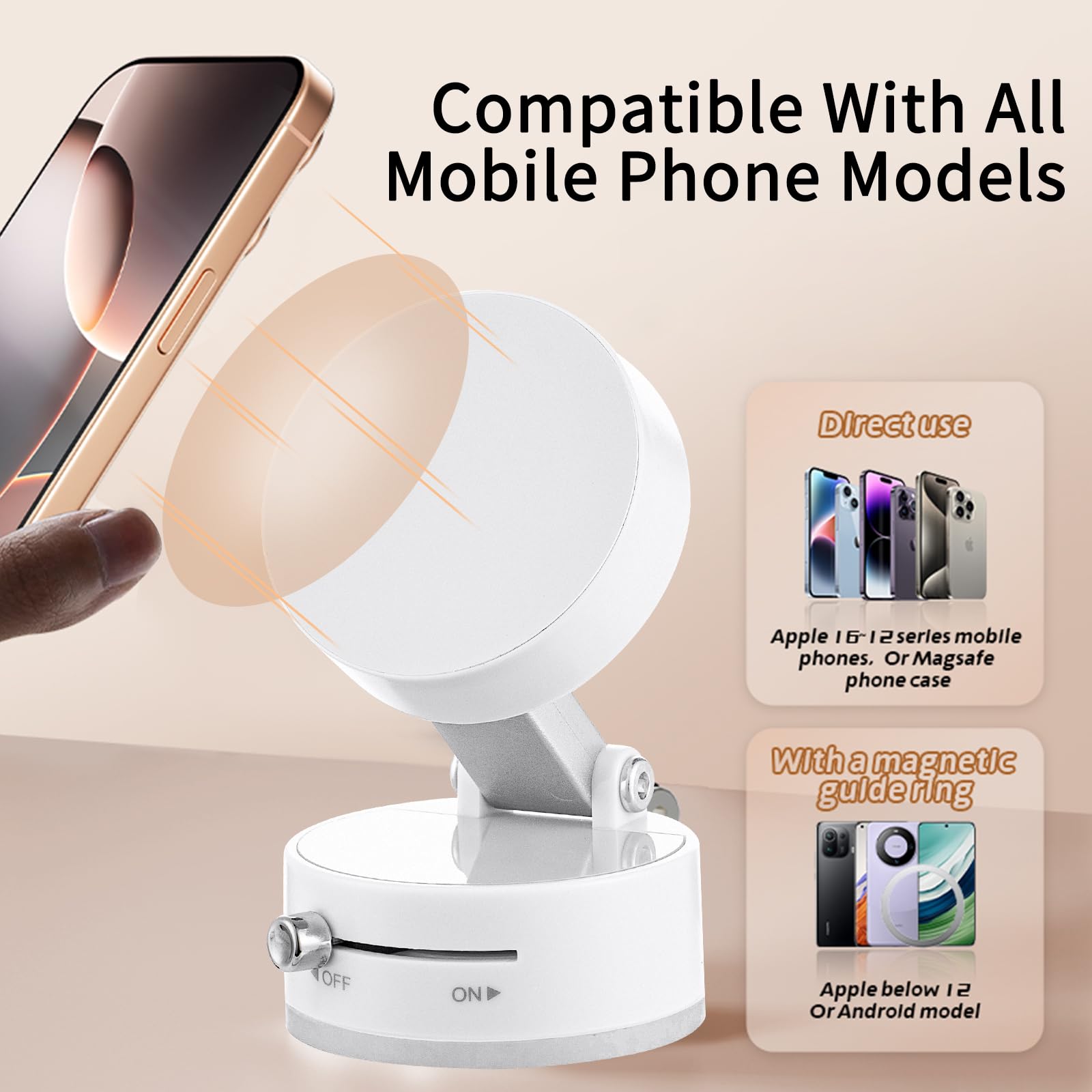 Vacuum Magnetic Phone Holder Updated Suction Cup Phone Mount Foldable And Portable Easy To Operate And Durable Multi-Scenario Ap