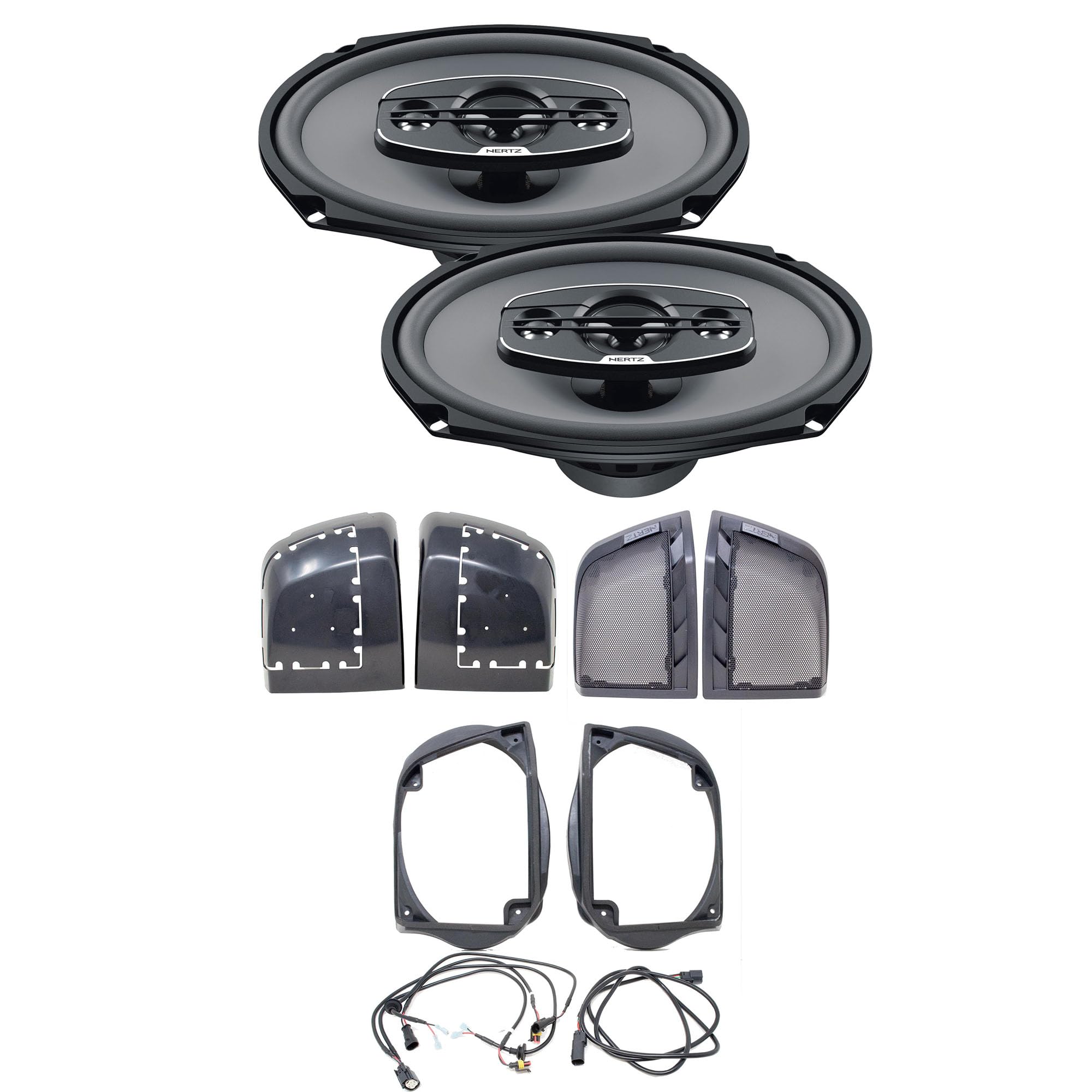 HERTZ X690 6X9 Coaxial Speakers with HD14H Motorcycle Lid Kit with Wires
