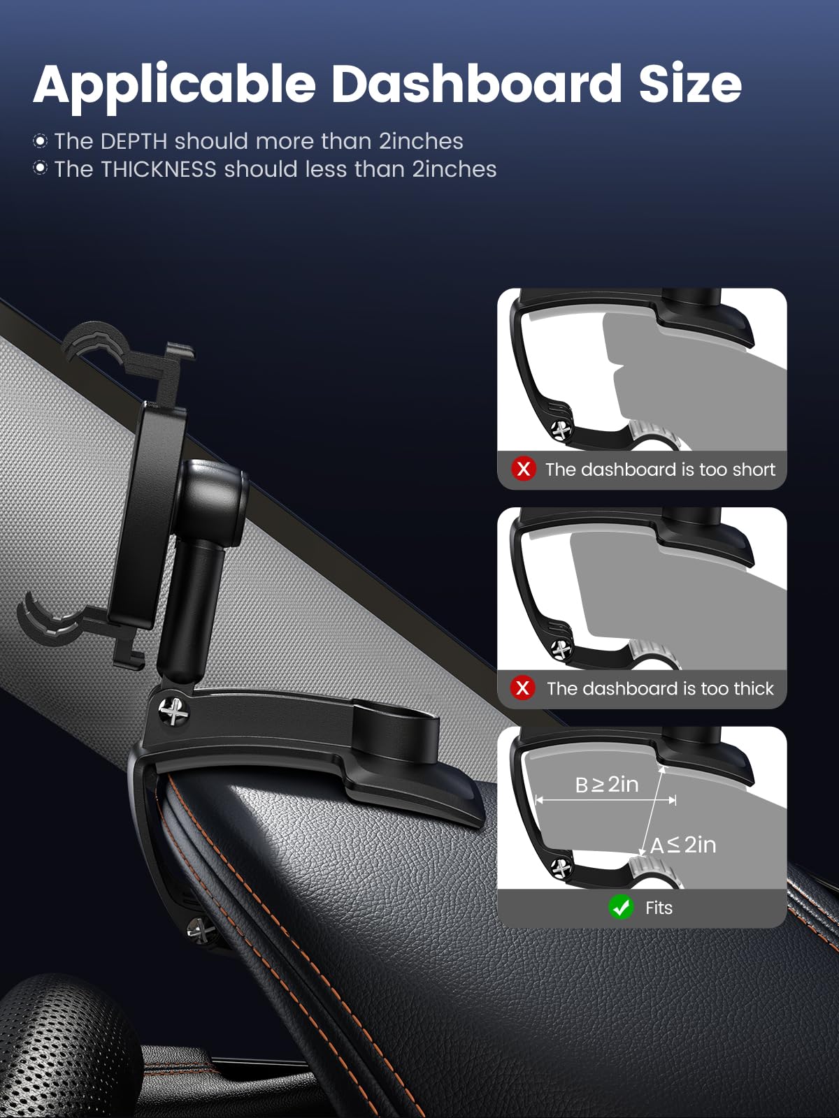 Jawhalt Car Phone Holder For Dashboard Cell Phone Mount For Car 360 Degree Rotation Clip Design Compatible With All Cell Smart P