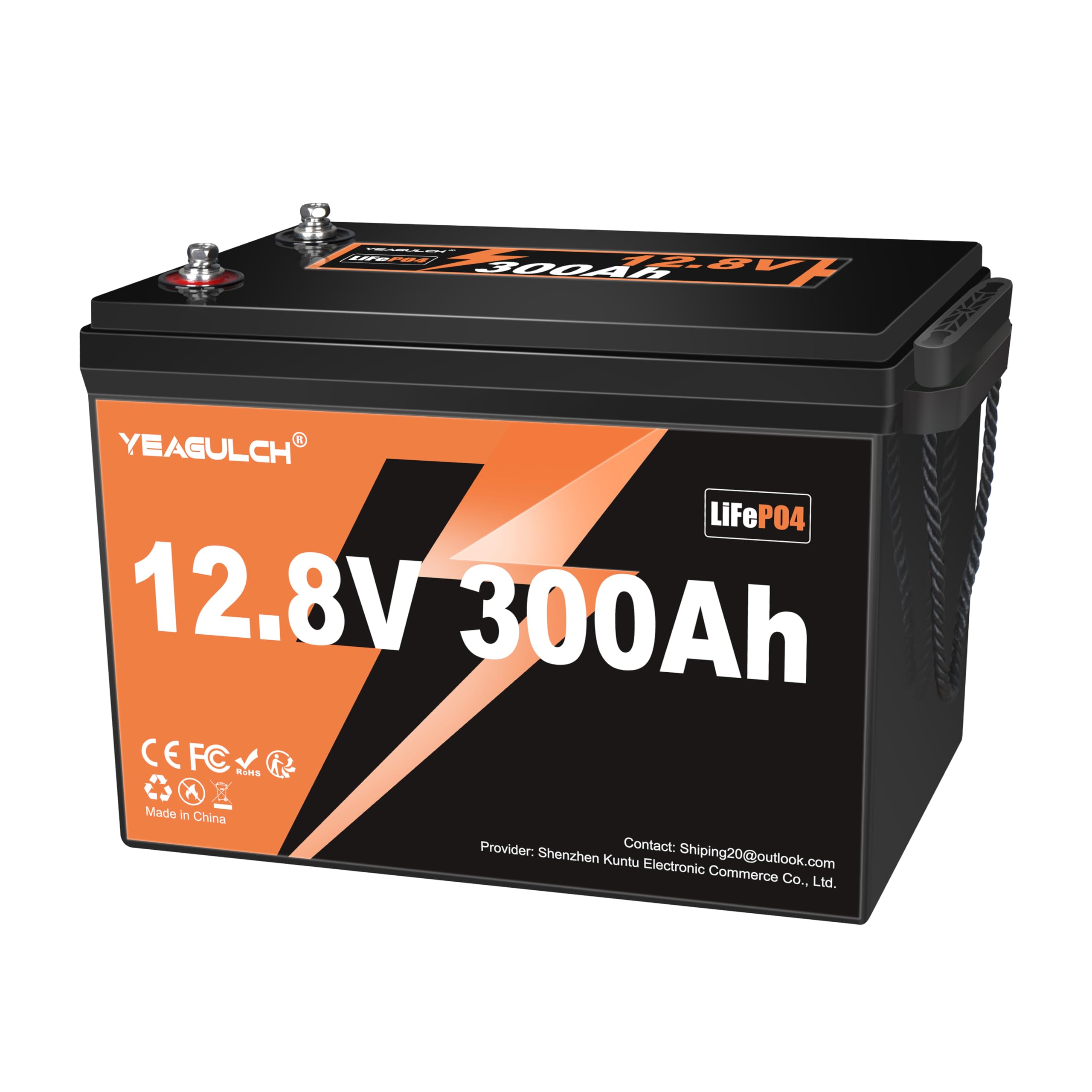 12V 300Ah LiFePO4 Lithium Battery, Built-in 200A BMS with 6000+ Deep Cycles Rechargeable 3840Wh Lithium Battery for RV Solar Mar