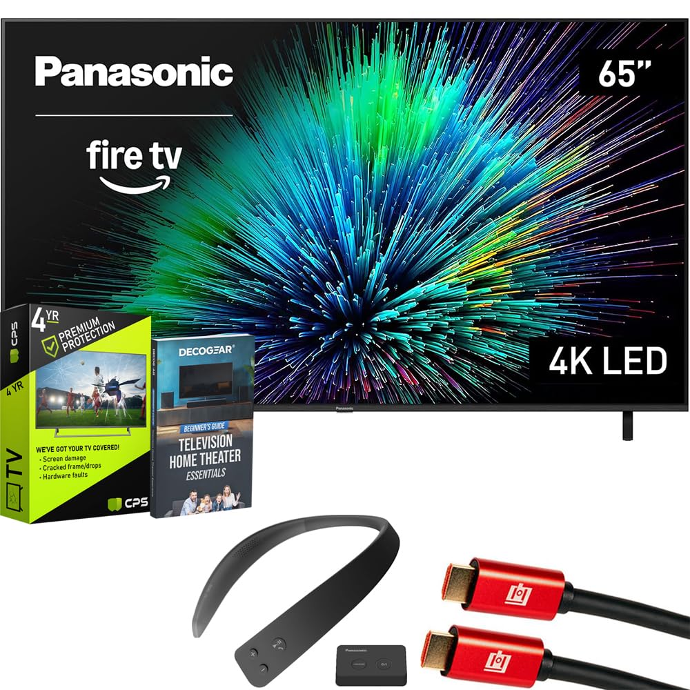 Panasonic TV-65W70BP W70 Series 65 inch LED 4K Ultra HD Smart Fire TV Bundle with WN10 Neck Speaker, 4 YR CPS Enhanced Protectio
