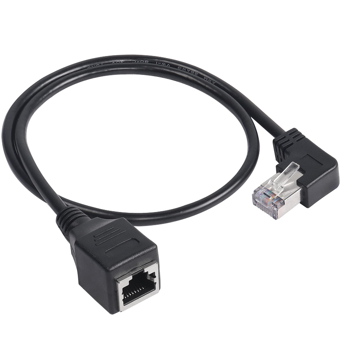 Gelrhonr 90 Degree Rj45 Ethernet Extension Cable,Turn Right Cat5 Lan Cable Extender Rj45 Network Patch Cord Male To Female Conne