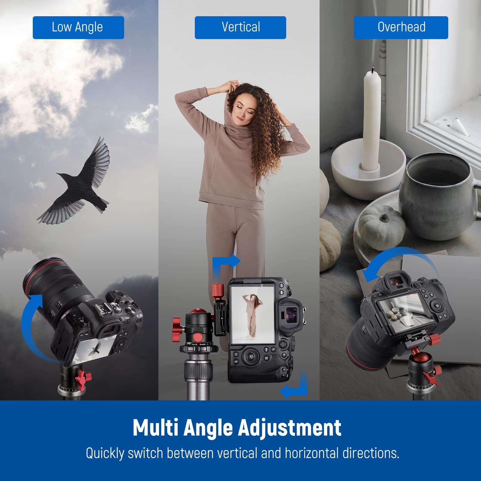 Neewer Tripod Head, 360 Rotating Panoramic Ball Head With 1/4    Quick Shoe Plate For Tripod Monopod Slider Dslr Camera Camcorde