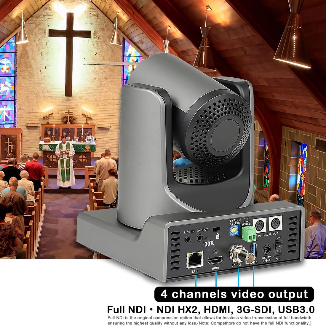 Prisual Ndi Ptz Camera 30X Optical Zoom Live Streaming Poe Auto Tracking With Hdmi/3G Sdi/Usb/Ip 60Fps Output For Church Service