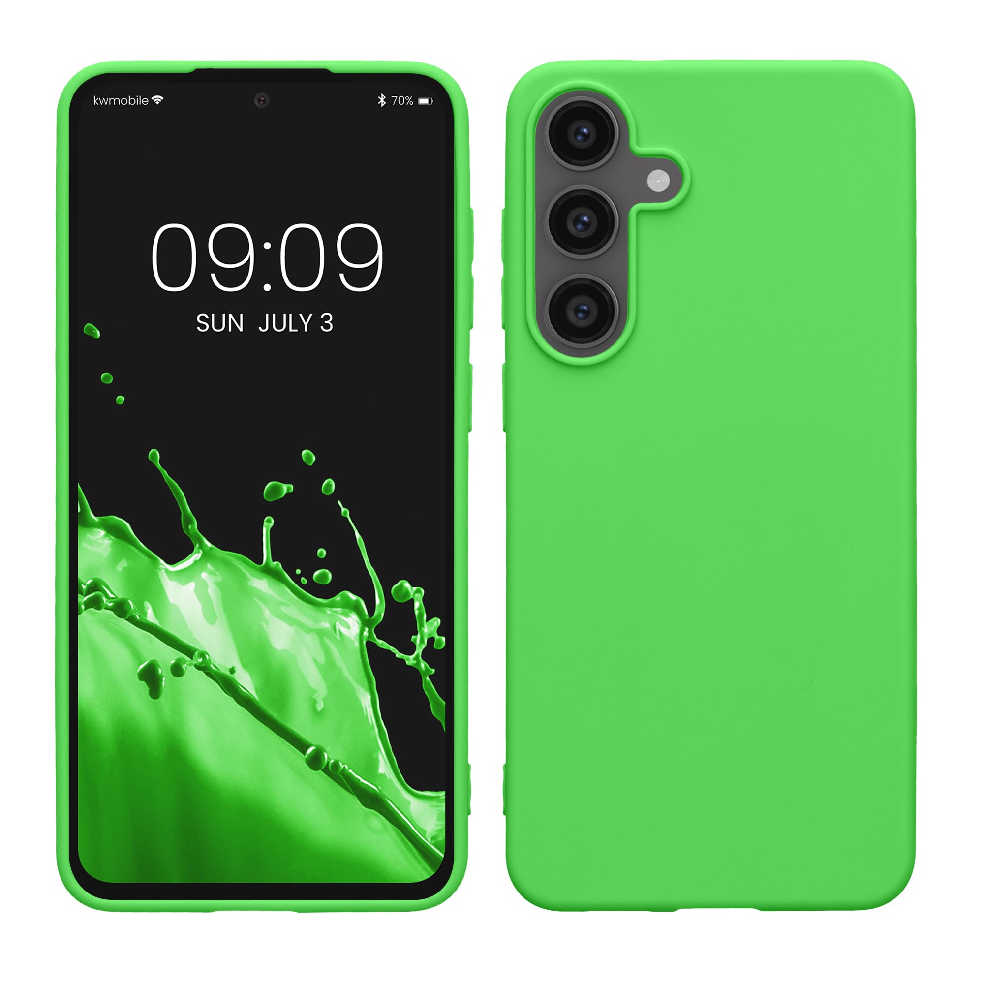 kwmobile Case Compatible with Samsung Galaxy S25 FE Case - Soft Slim Protective TPU Silicone Cover - Lime Green