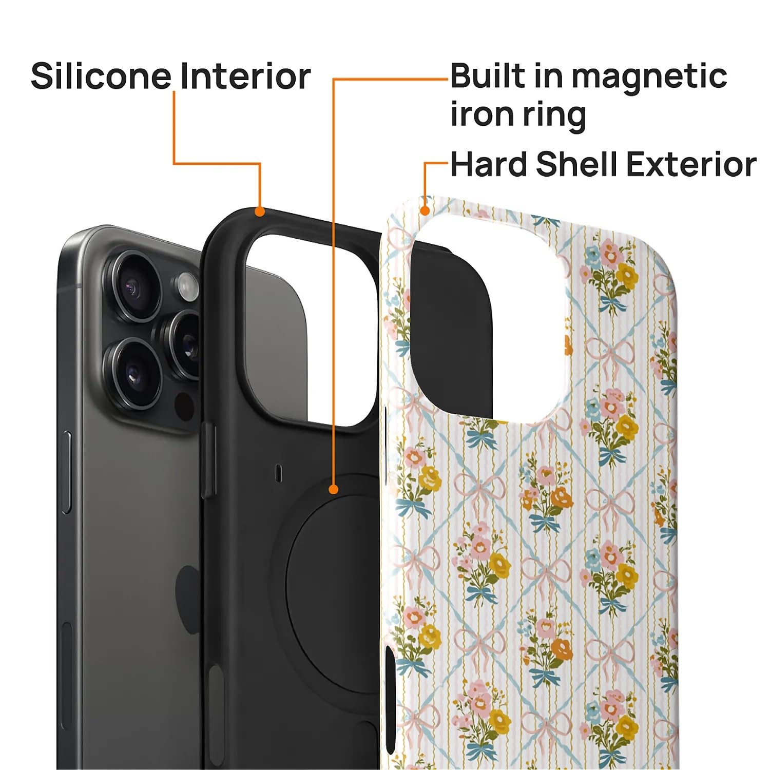 Ilikediy For Iphone 16 Pro Case [Compatible With Magsafe] Pattern Design Case For Women Girls Hybrid 2 Layer Hard Shell Silicone