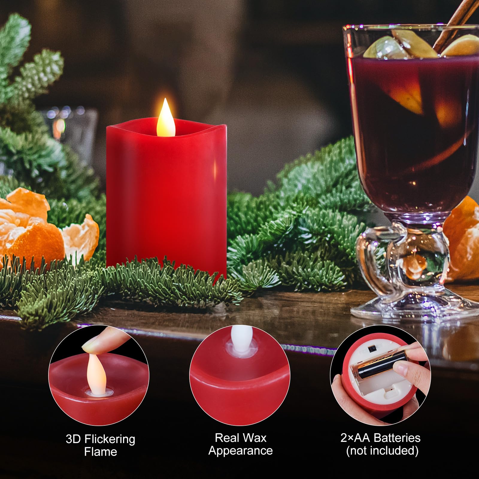 Milysoek 3X4 Flickering Flameless Candles,Real Wax Pillar Led Candles Flickering,With Timer,4 Inch Flameless Candles With Remote