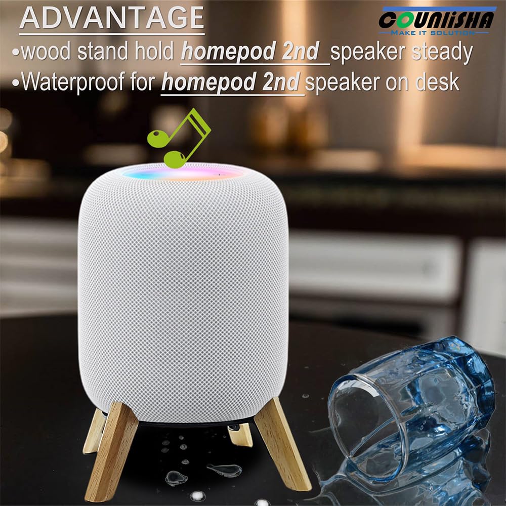 Real Wood Stand For Homepod 2Nd Gen (2023), Sturdy Stable Wooden Holder With Metal Frame Protect Home Pod 2 Speaker For Sound (White Oak)