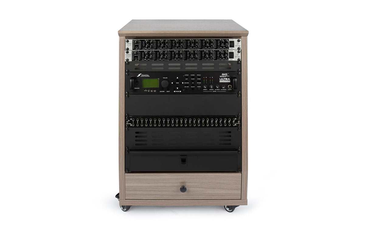 Gator Frameworks Elite Furniture Series 12U Angled Studio Rack With Locking Casters; Driftwood Grey Finish (Gfw-Elitestudiork12-