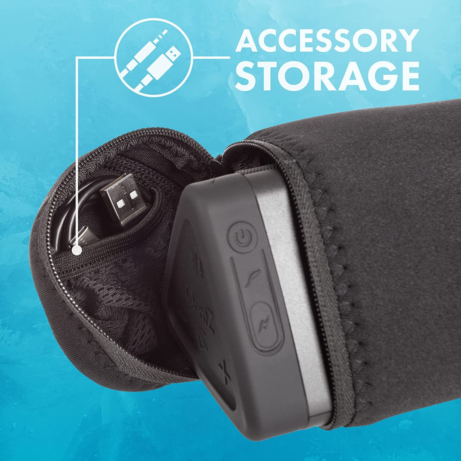 Portable Speaker Carry Case - Fits Oontz Angle 3 Ultra Speakers - Soft Case With Interior Cable Storage And Aluminum Carabiner B