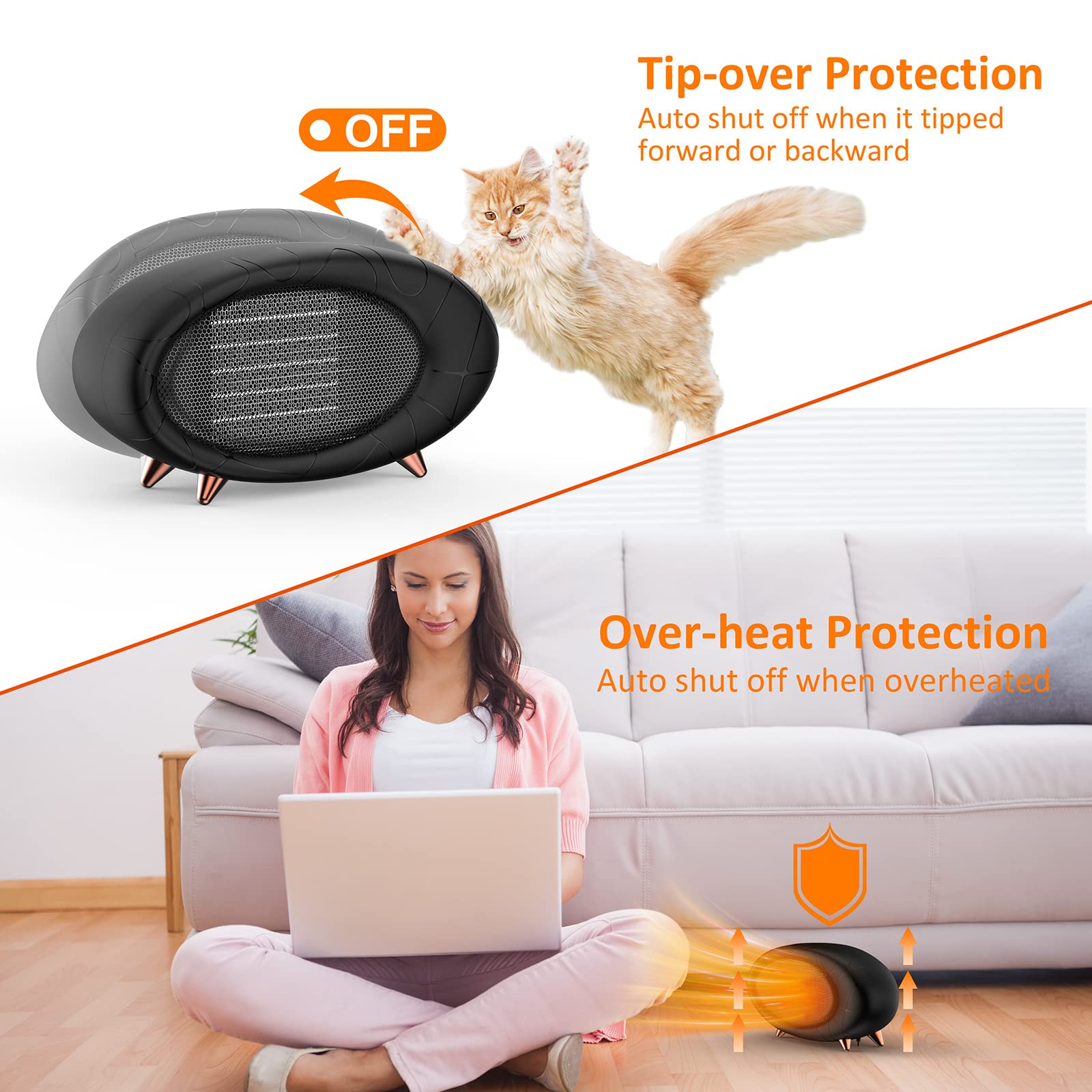 Prsooy Desk Heater,600W Energy Efficient Small Desk Heater For Indoor Use,Ptc Fast Heating Ceramic Heater For Bedroom Home Offic