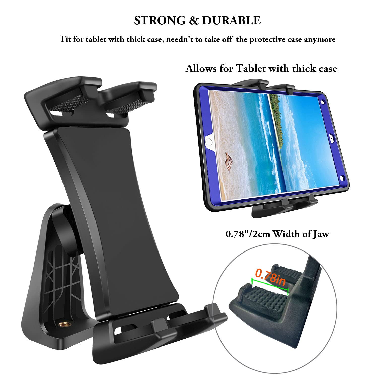 Ipad Tablet Tripod Mount Adapter 360 Degree Rotatable Universal Clamp Holder With Bluetooth Remote For Ipad Pro 12.9 11 10.5, Ip