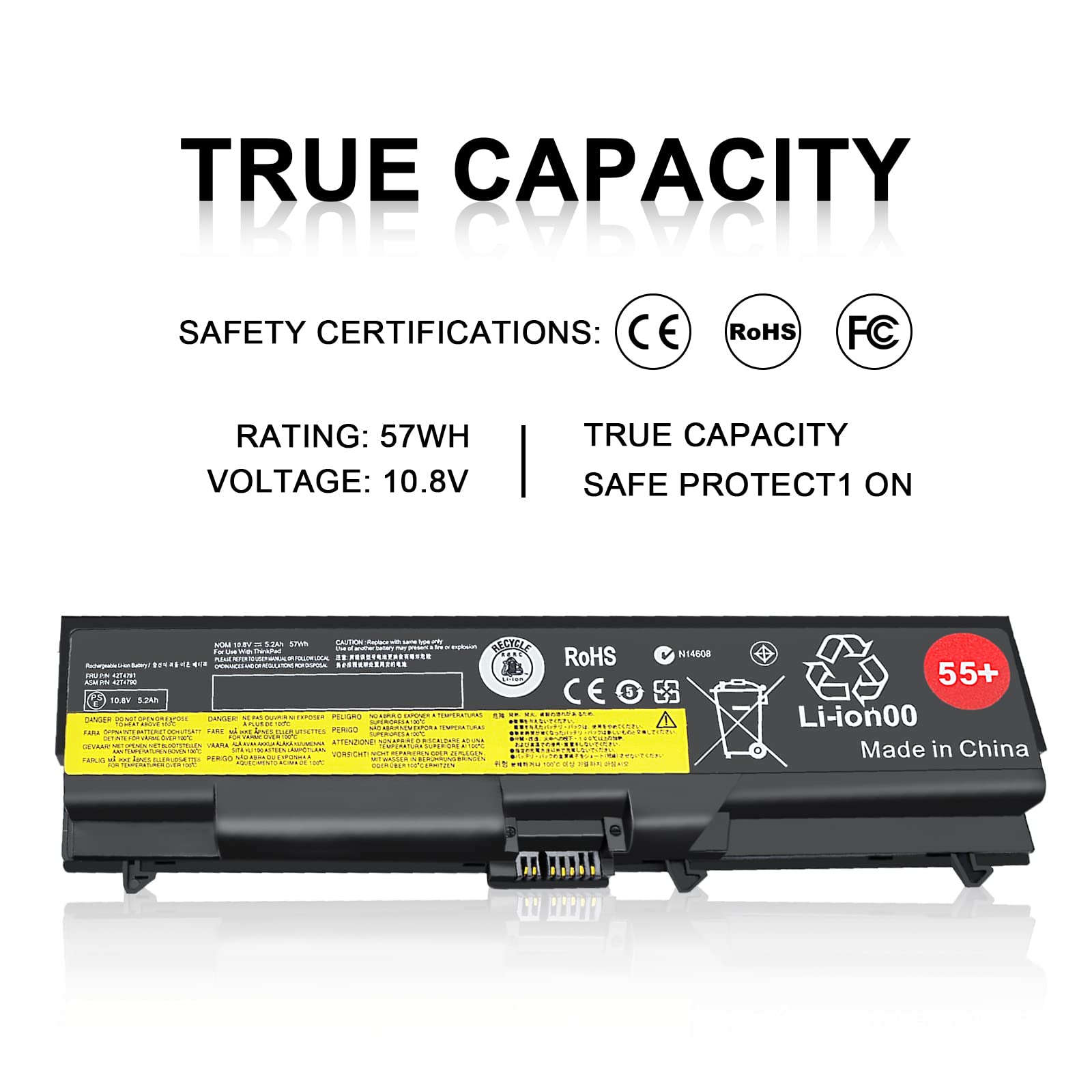 TSKYBEAR Laptop Battery Replacement for Lenovo ThinkPad T410 T510 T520 W510 W520 L412 L420 L512 SL410 SL510 Li-ion 6-Cell Black 57Wh