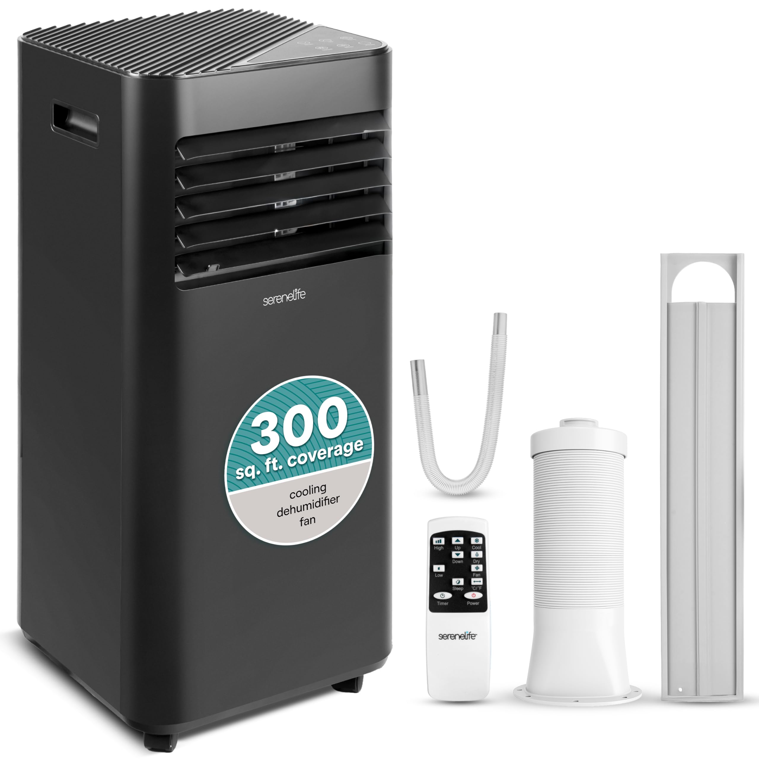 SereneLife 8000 BTU Portable Air Conditioner - 3-in-1 Compact Standing Air Conditioner for Room Up to 300 Sq. Ft. - Floor AC Uni