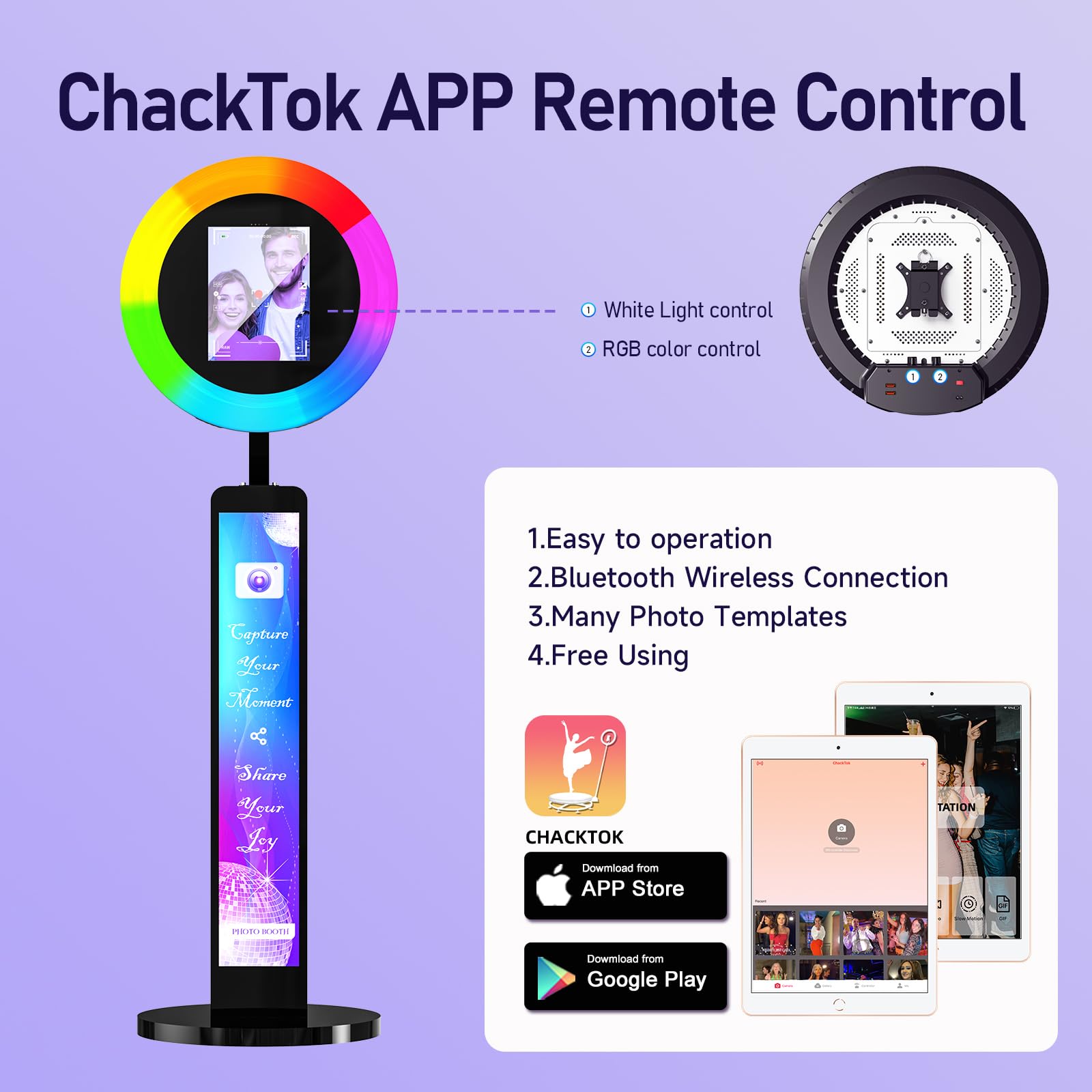 Sioxcfz Portable Photo Booth Shell Stand For Ipad 10.2'' 10.9'' 11'' 12.9''Selfie Photobooth Machines With Software App Control