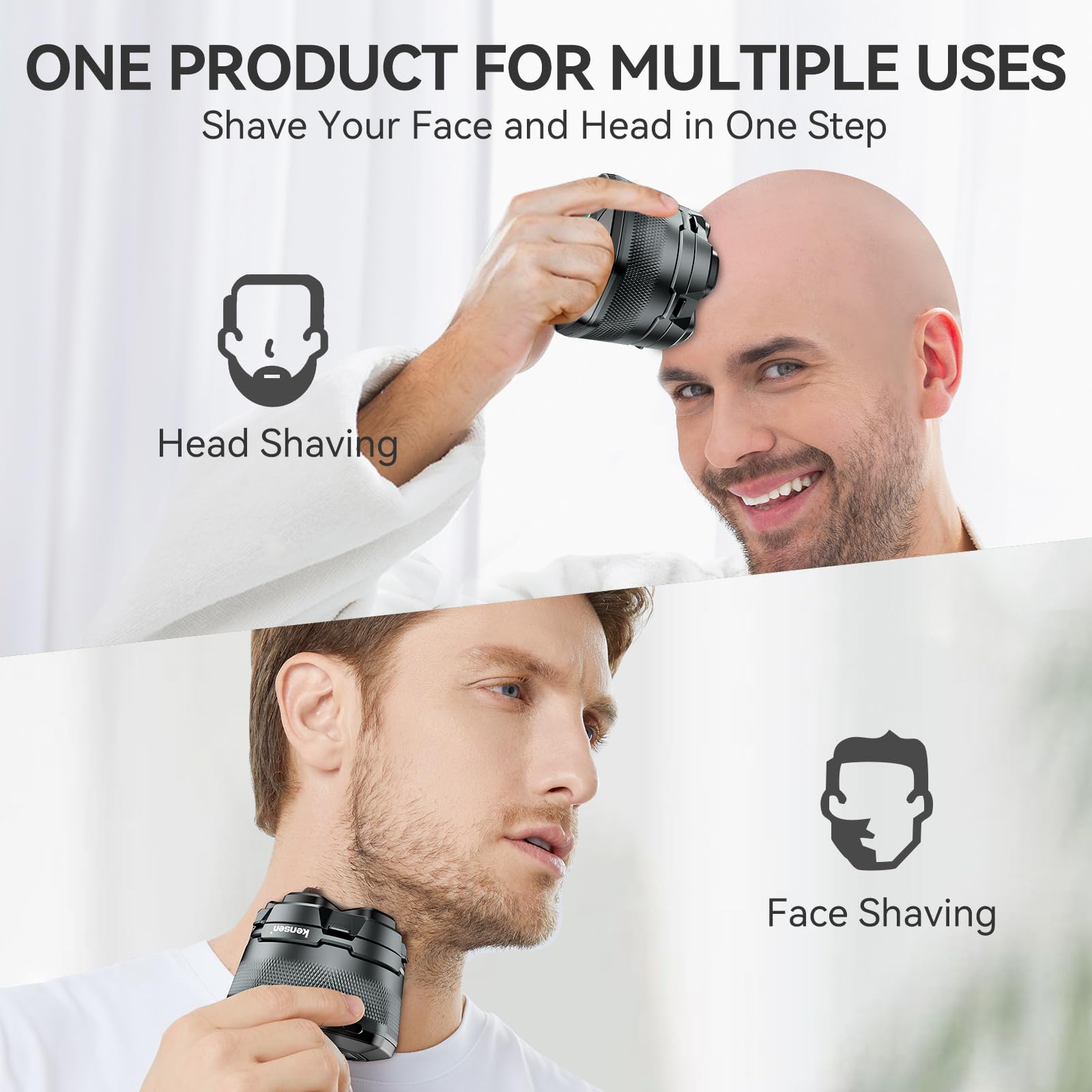 Head Shavers For Bald Men   Kensen 6D Cordless Electric Razor, Waterproof Skull Shaver For Wet/Dry Use, Led Display, Type C Char