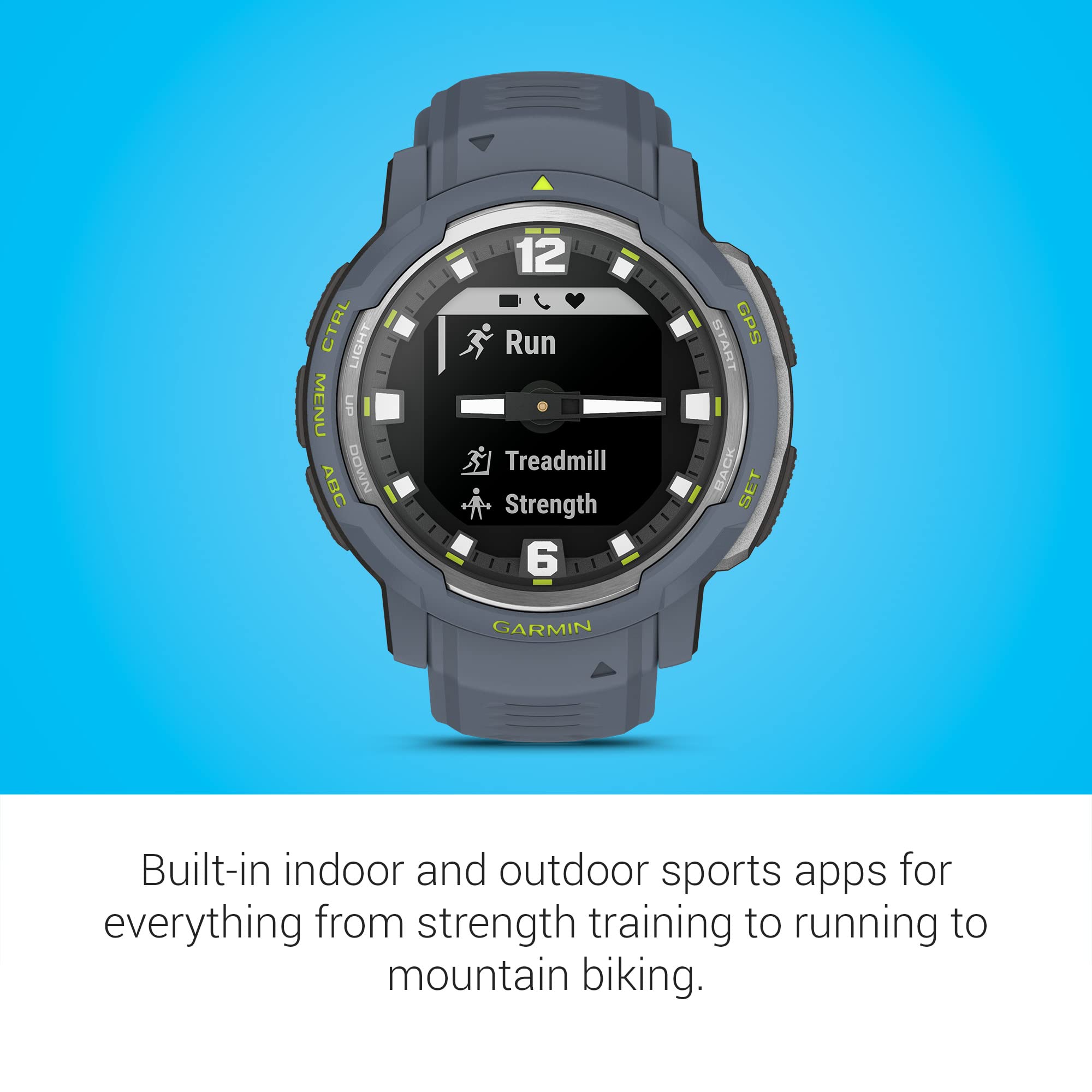 Garmin Instinct Crossover, Rugged Hybrid Smartwatch, Analog Hands And Digital Display, Blue Granite