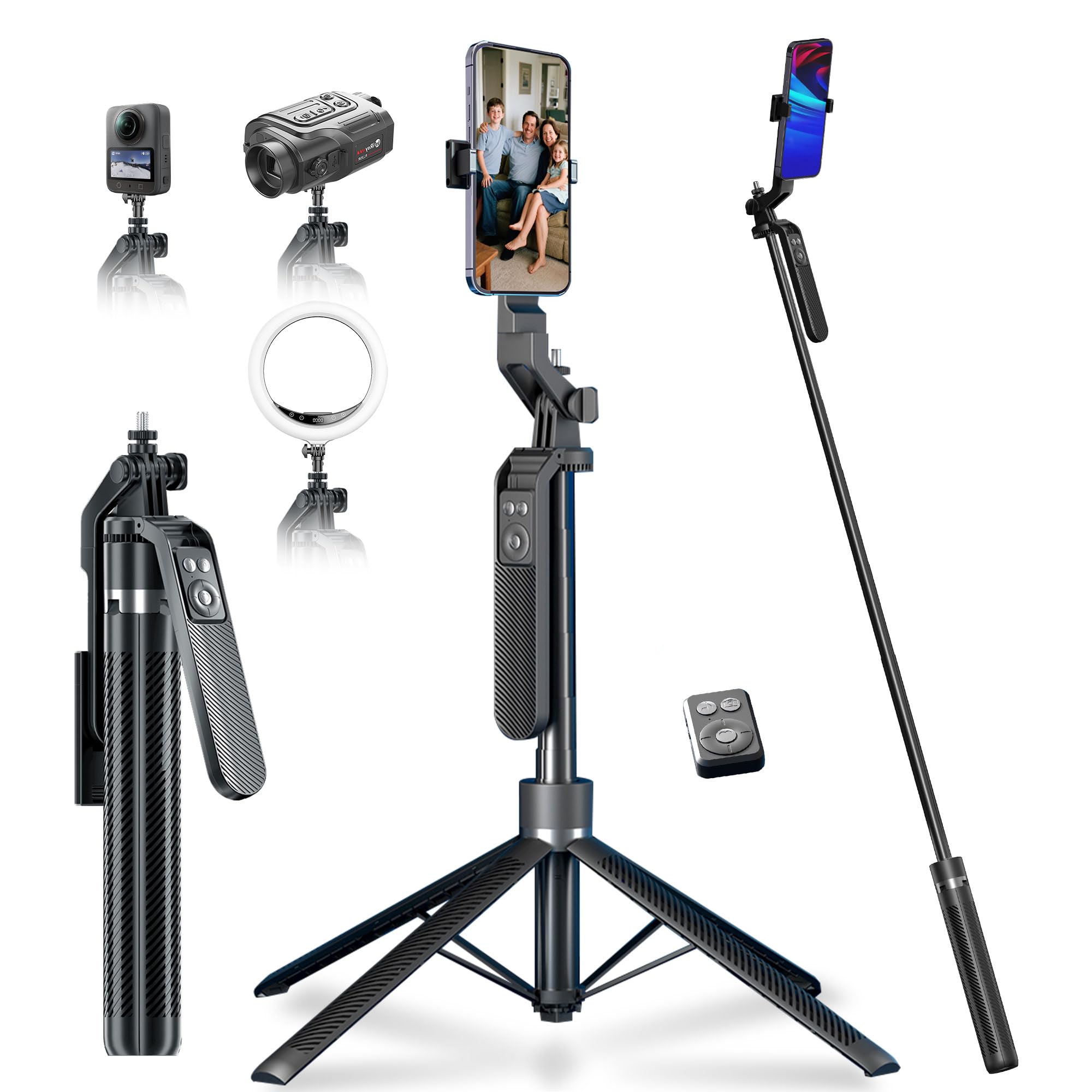 70 Tripod for Phone, Portable All in One Extendable Cell Phone Tripod Stand, Tall Travel Tripods for Recording Video Selfies Pho