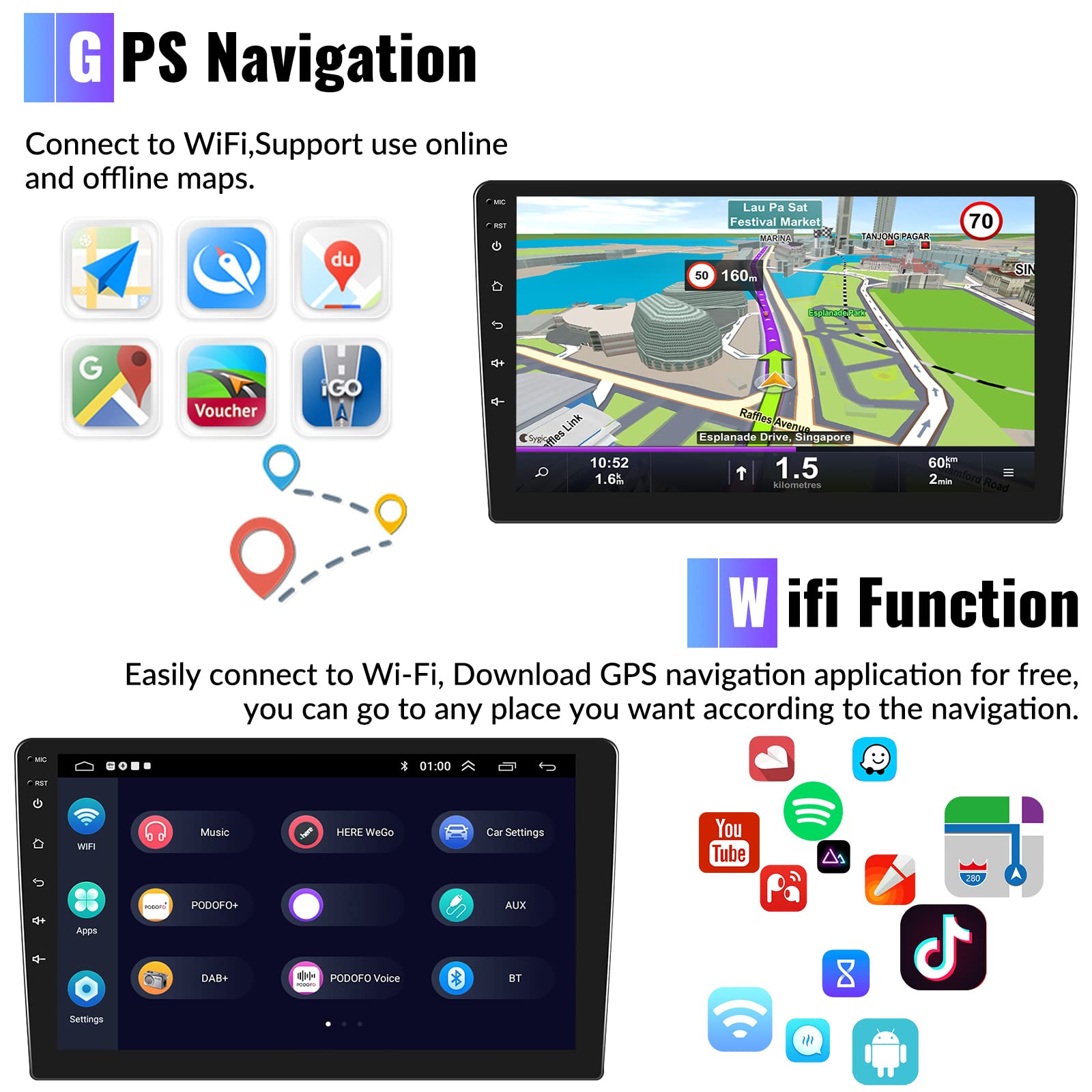 2+64G Android 13 Car Stereo For Ford Escape 2007 2012/Mazda Tribute 2007 2012 With Wireless Apple Carplay Android Auto,9''Touchs