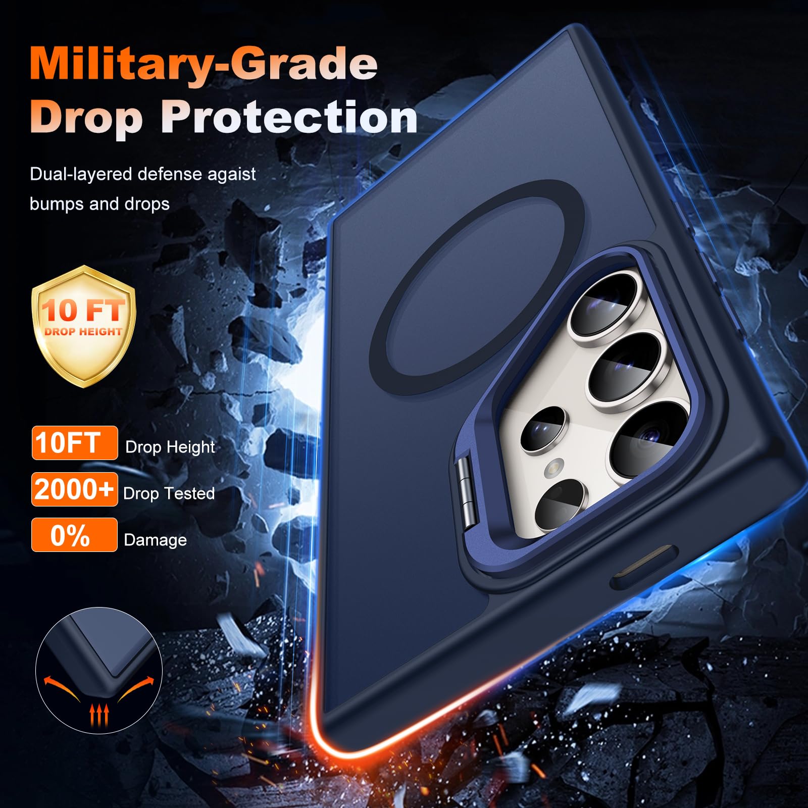 Jame For Samsung Galaxy S24 Ultra Case, Slim S24 Ultra Case With Stand, [Compatible With Magsafe], Built In Camera Stand Translu