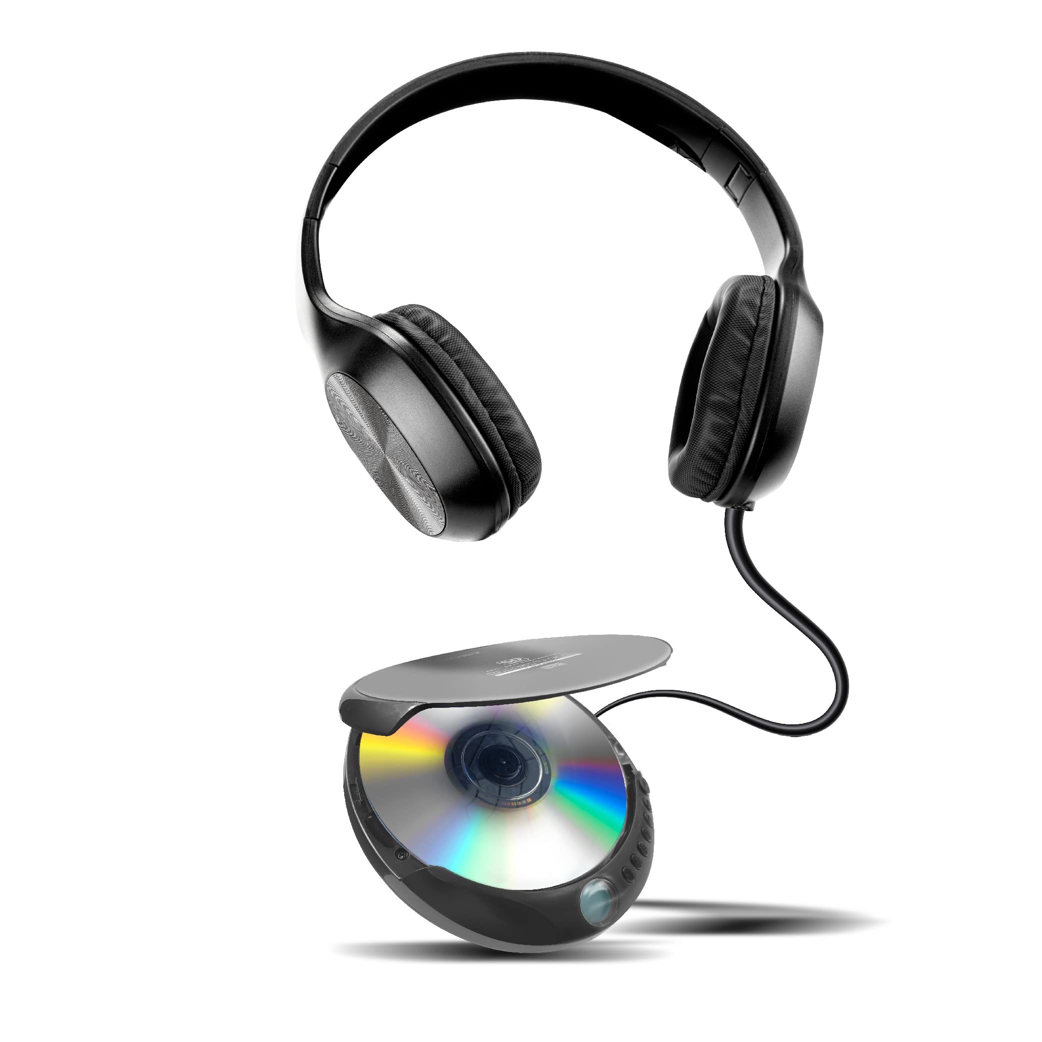 Coby CD Player Portable CD Player with Headphones, Foldable, 60-Sec Anti-Skip Discman Compact Disc Player with Headset Bundle fo