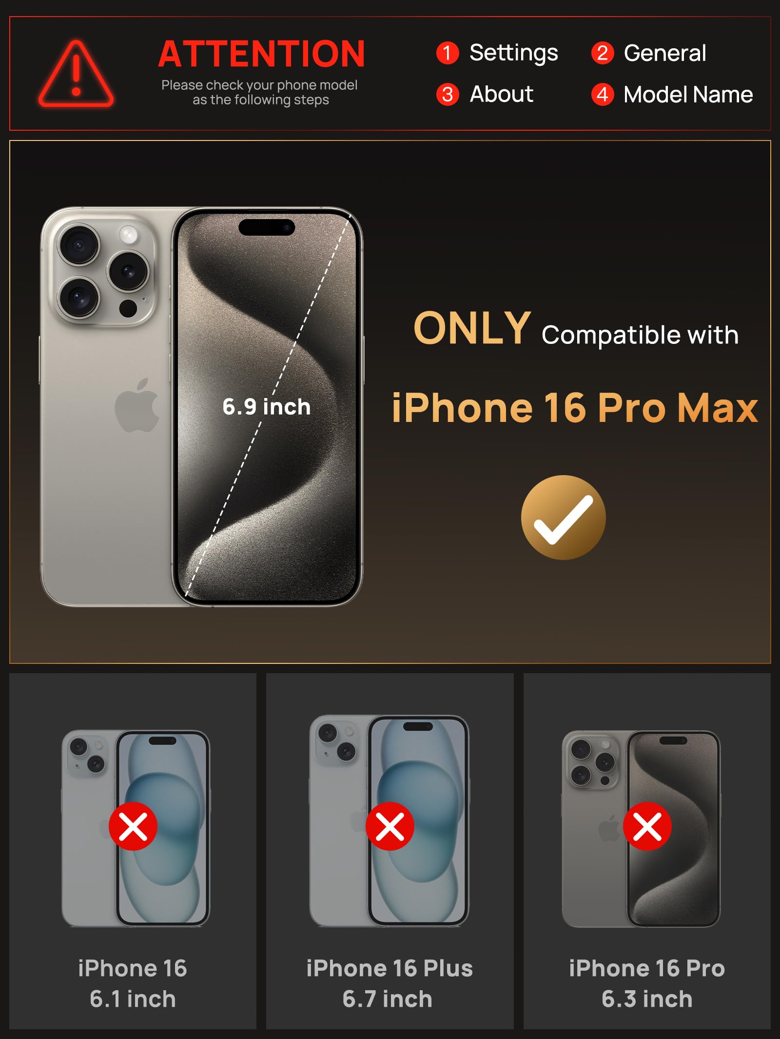 Vihibii For Iphone 16 Pro Max Case With [2X Screen Protector], Built In Card Holder (4 Cards), [Rfid Blocking] & Slide Camera Co