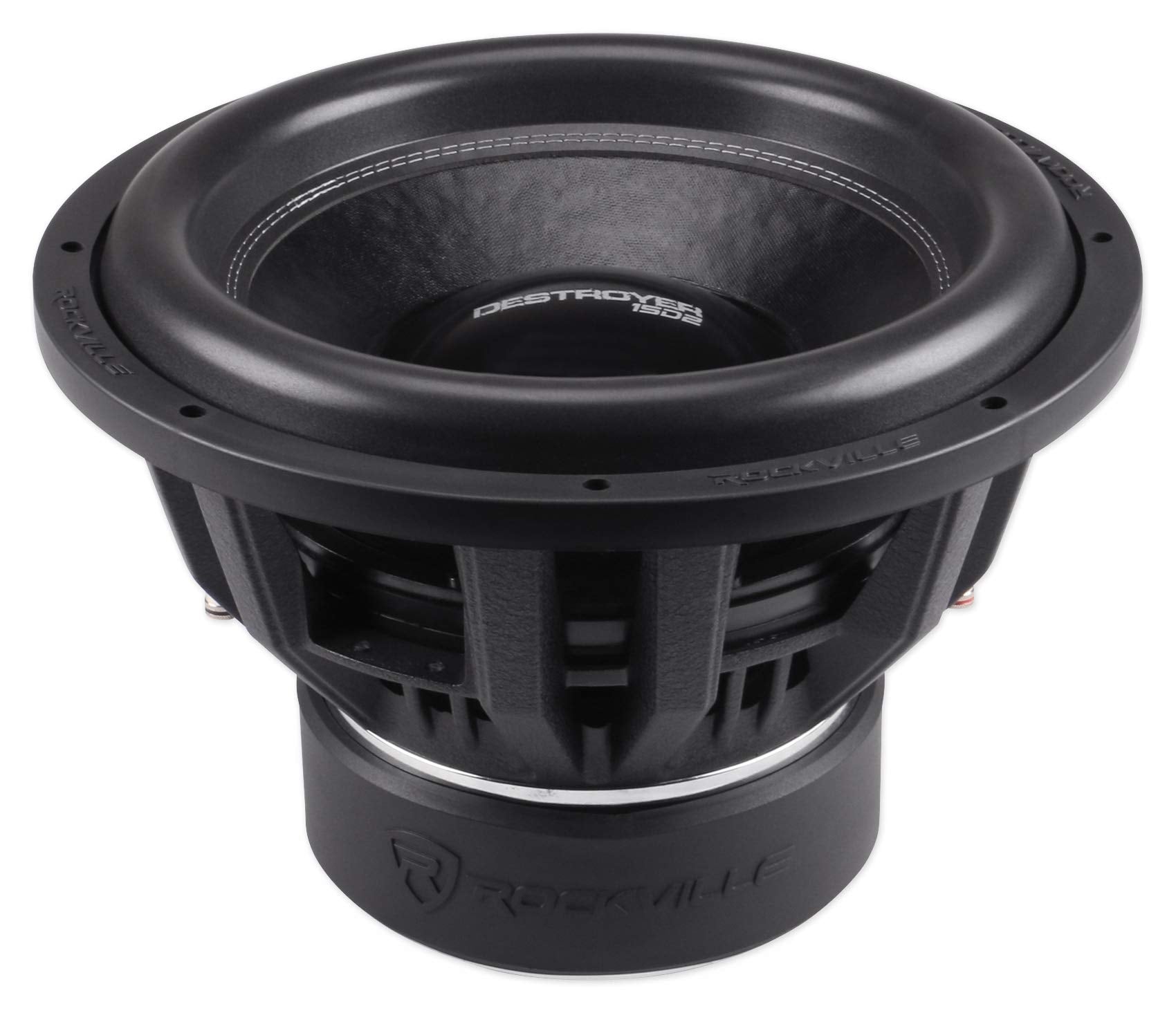 Rockville Destroyer 15D1 8000W Peak 15 Competition Car Audio Subwoofer Dual 1-Ohm, USA Voice Coils, Triple-Stacked Magnets, High