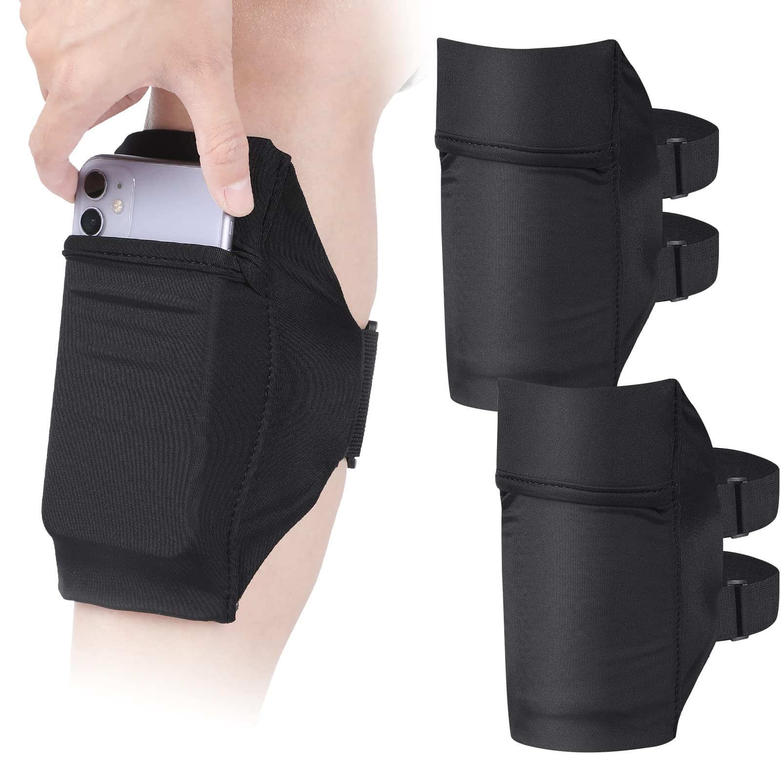 2 Packs Cell Phone Leg Straps Leg Phone Holder Arm Smartphone Band Non Slip Ankle Wallet Calf Leg Phone Straps Adjustable Arm Po