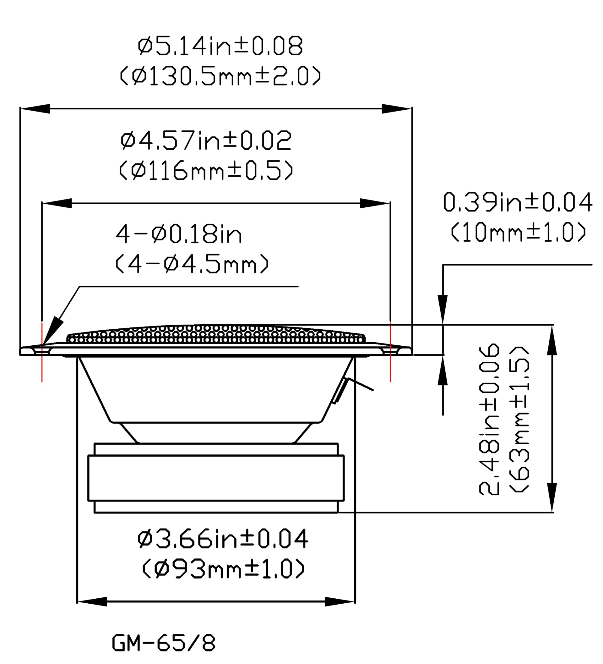 Goldwood Sound 100 Watt 8Ohm Sealed 5.25 Speaker Midrange Black (Gm-65/8)