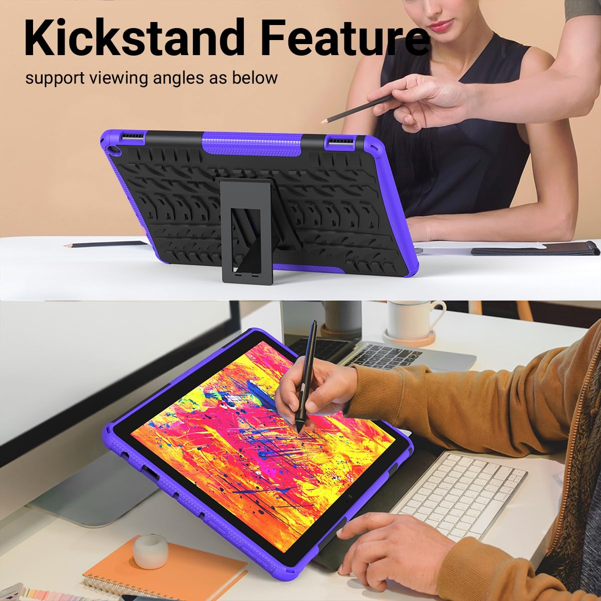 Roiskin Kickstand Case Dual Layer Heavy Duty Shockproof Kids Cover For 2021 Release Tablet 10 & 10 Plus Case 11Thgeneration With
