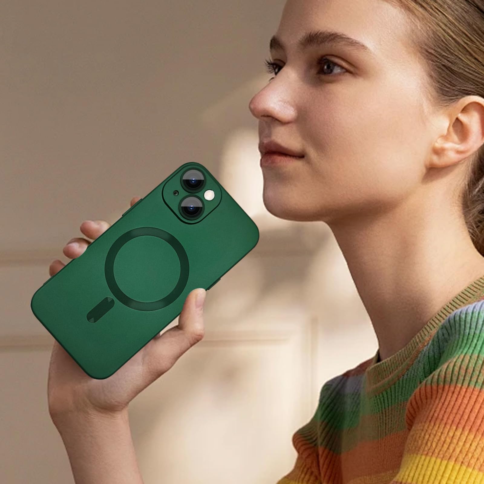 Ankofave Magnetic Case For Iphone 14 Plus Phone Case For Women, Shockproof Matte Luxury Metallic Luster Design With Camera Lens