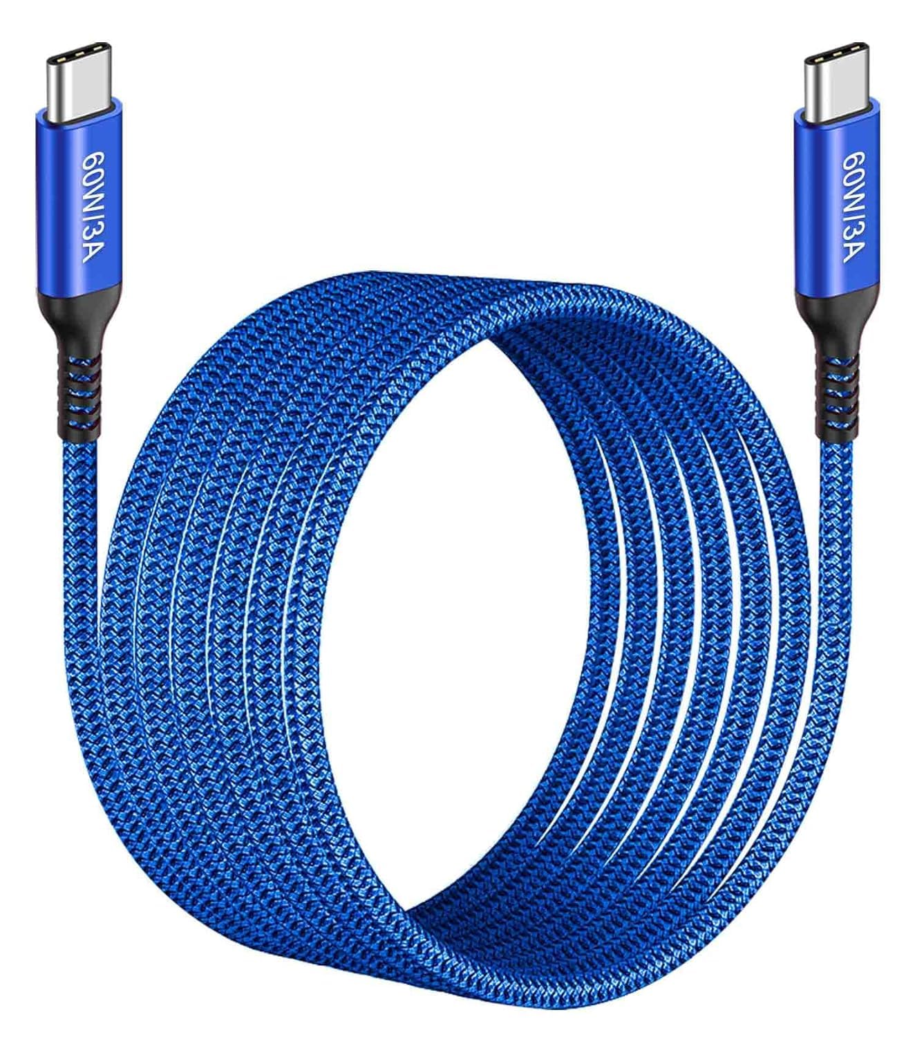 Awnuwuy 60W Usb C To Usb C Cable 10Ft Blue Long Type C Fast Charging Charger Cord Compatible With Iphone 15/15 Pro/15 Plus/15 Pr