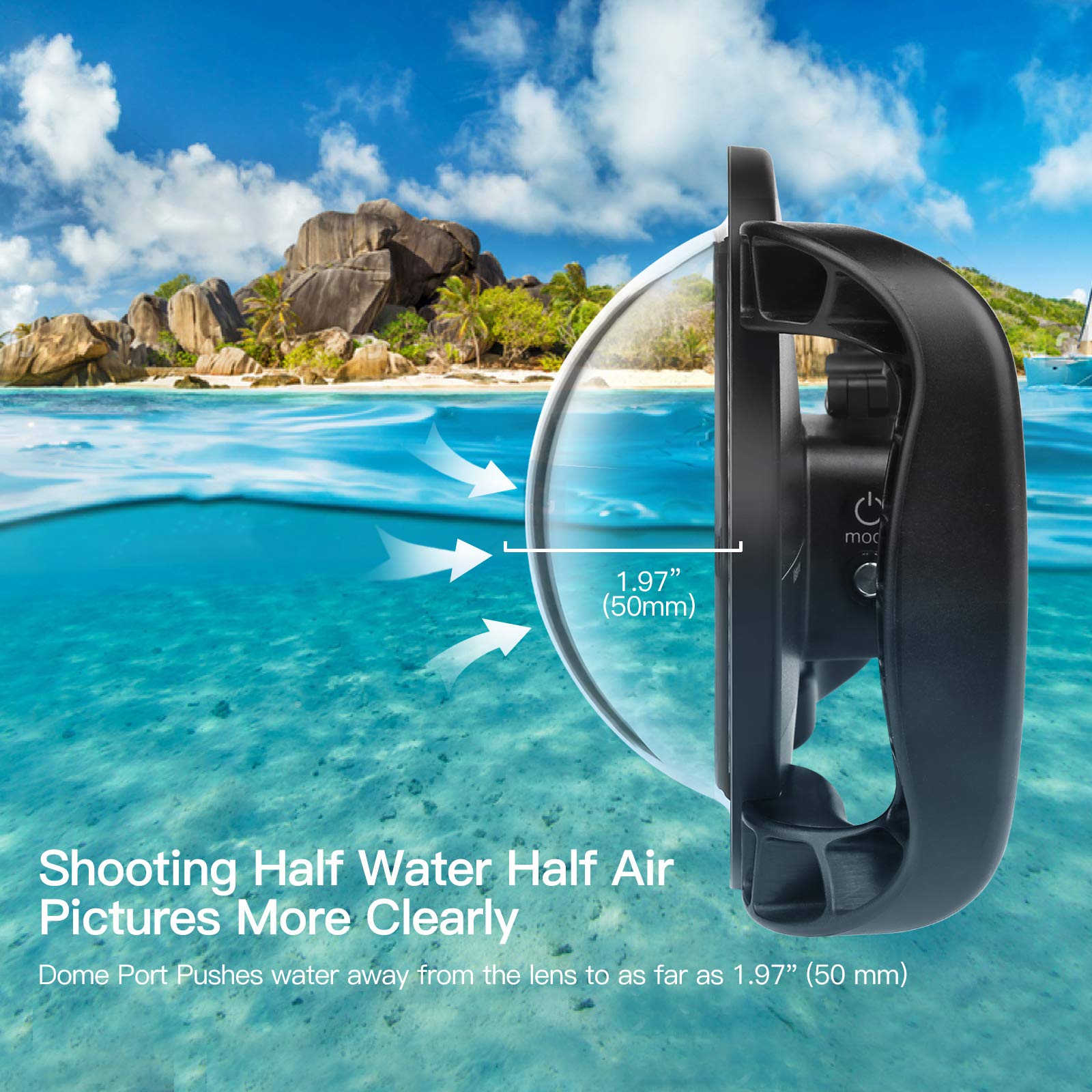 Shoot Dome Port For Gopro Hero 12/11 /10/9 Black   Upgraded Coating Film For Anti Scratch, Dual Handle Stabilizer Floating Grip,