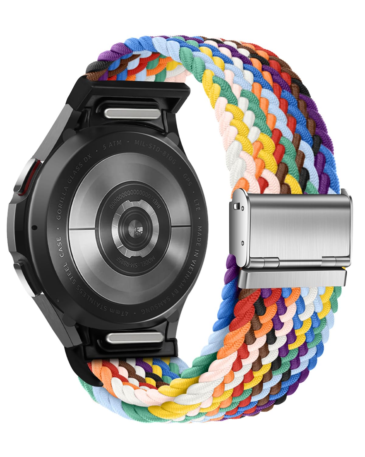 One Click No Gap Braided Bands Compatible With Samsung Galaxy Watch 6 4 5 Band 40Mm 44Mm/Galaxy Watch 6 4 Classic 47Mm 43Mm 42Mm