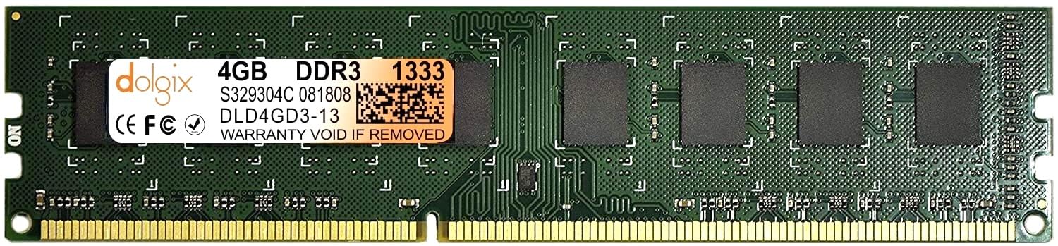 Dolgix 4Gb Ddr3 Ram 1333Mhz Desktop Ram (Memory) UDimm | Non Ecc Unbuffered | Pin240 / Dual Volt  1.35V/1.5V LongDimm | Cl