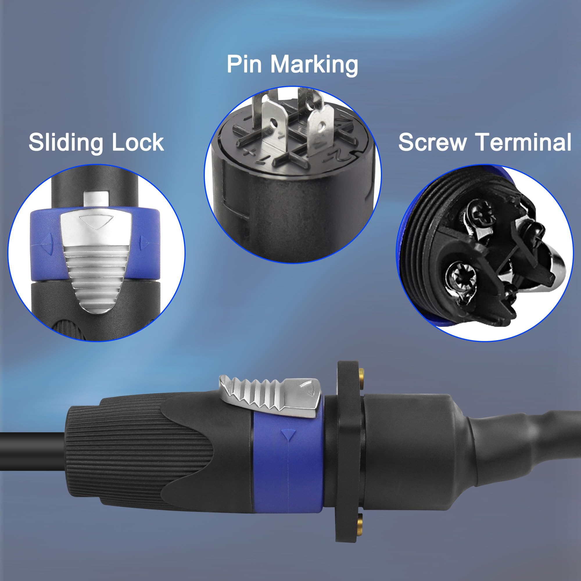 Xmsjsiy Speakon Panel Mount Socket Female To Speakon Male Connector Speaker Cable Audio Extension Wire Cord With Jack Twist Lock