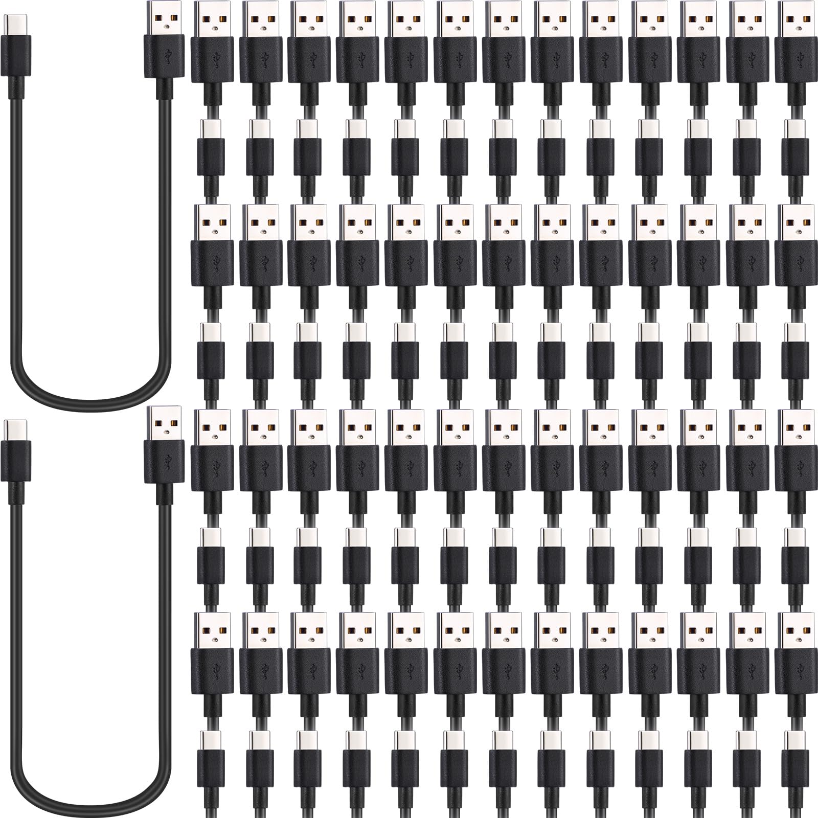 Kanayu 100 Pack USB Type C Cable Bulk Black Fast Charging Cable 3A Charger Cord Compatible with Galaxy S10 S9 S8 S20 S21 S23 Plu