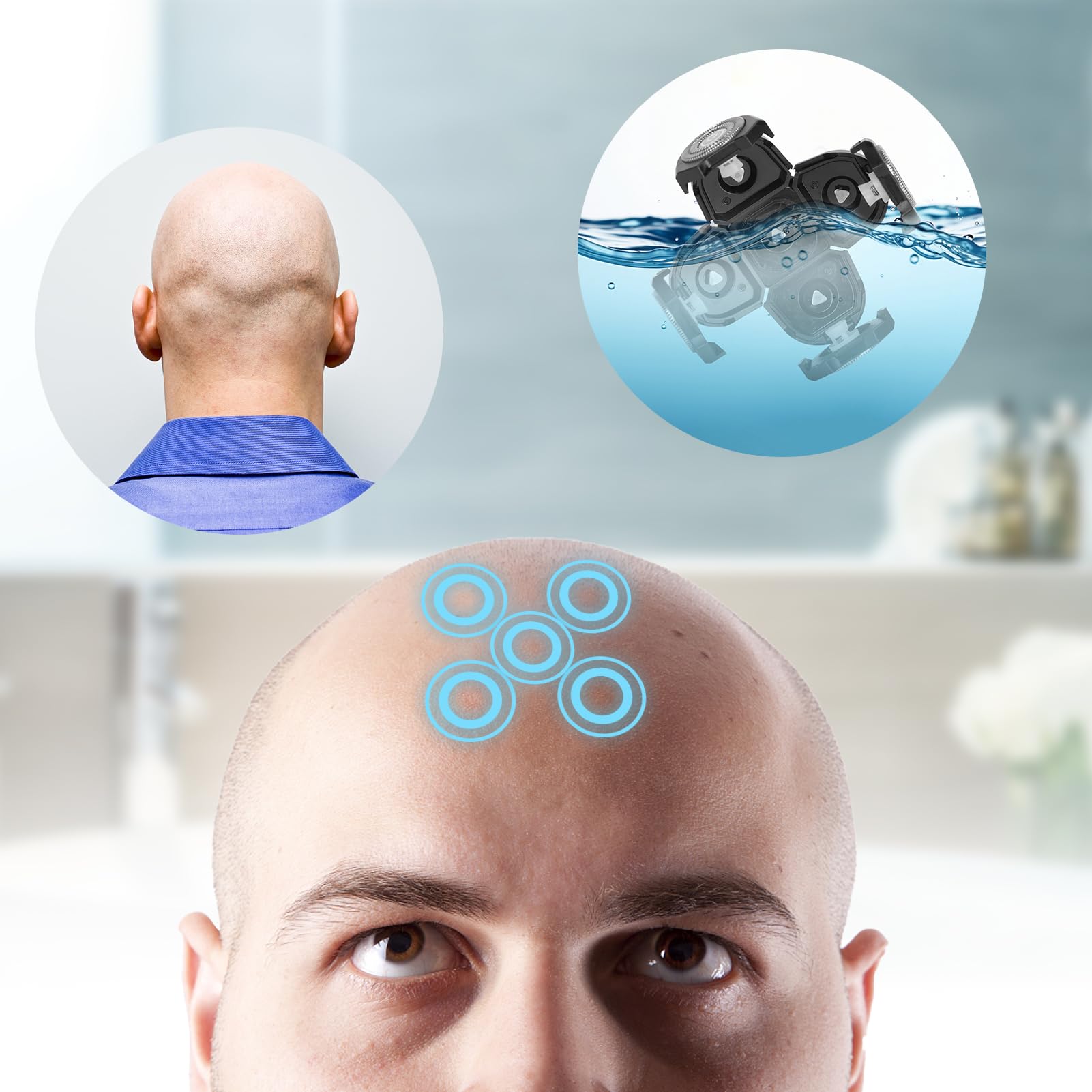 2Pc 5D Men'S Electric Shaver Replacement Heads, Razor Head Shavers For Bald And Face, Shaving Beard Cutter For Men With Brush Ac