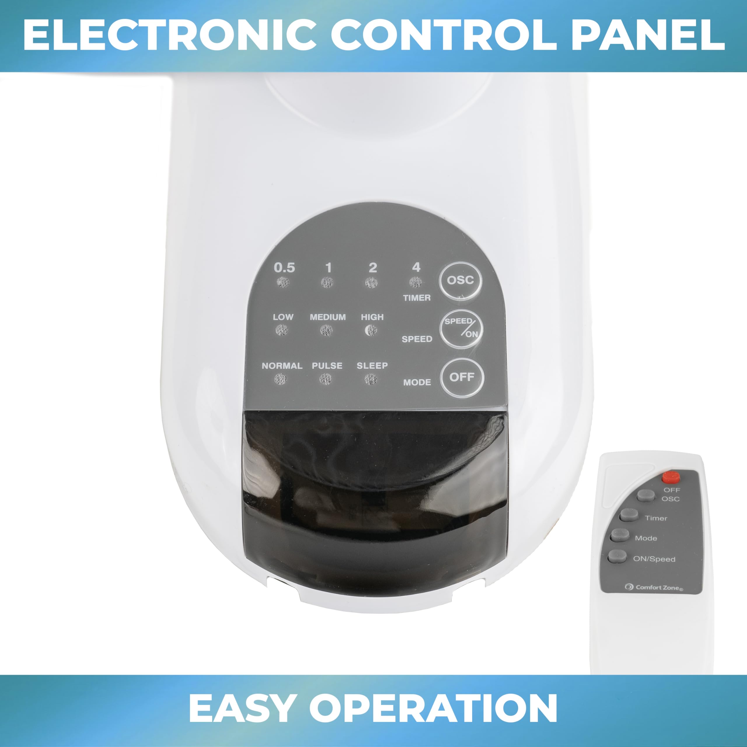 Comfort Zone 16'' Quiet 3 Speed Wall Mount Fan With Remote Control, Timer And Adjustable Tilt, Ideal For Home, Bedroom, Gym & Of