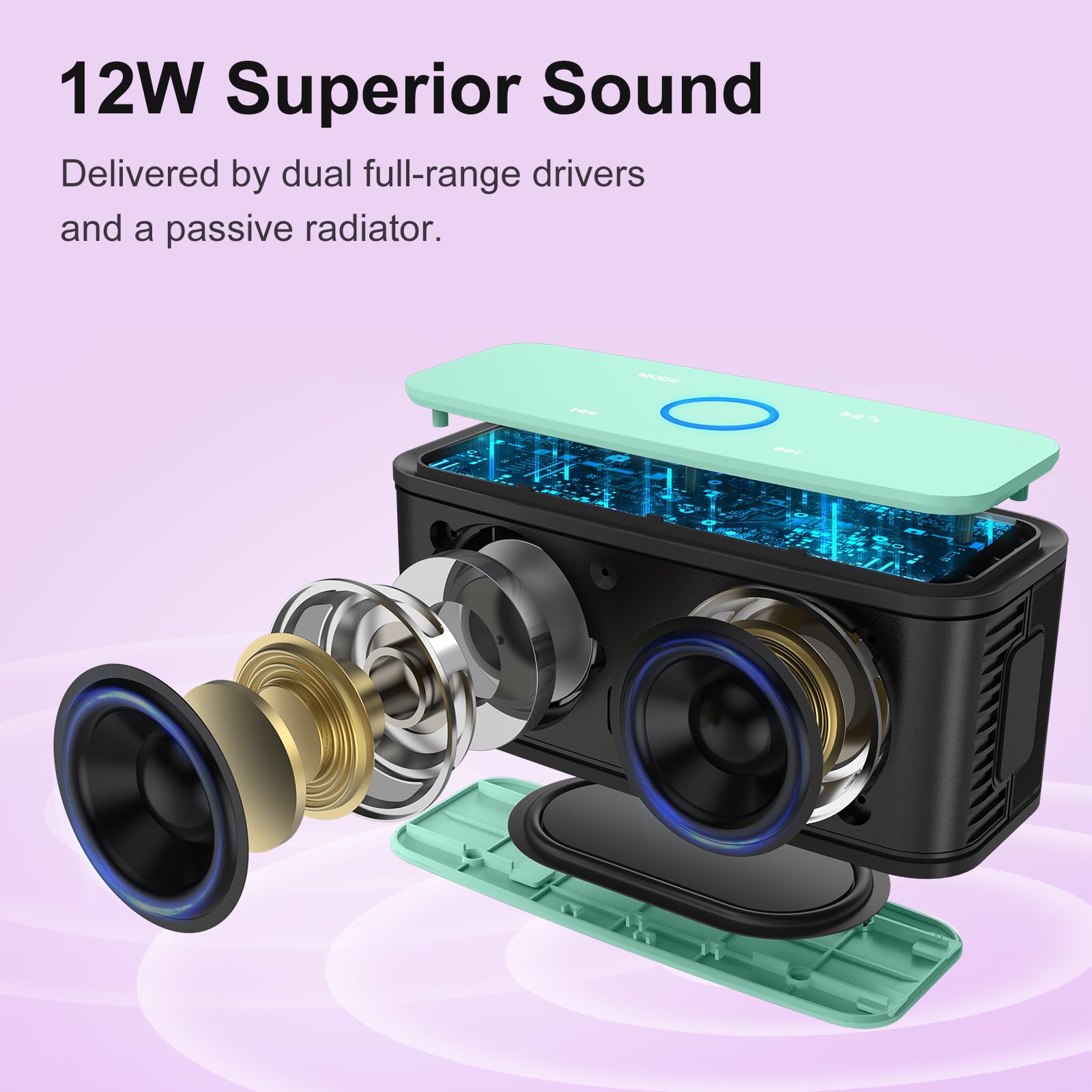 Doss Bluetooth Speaker, Soundbox Touch Portable Wireless Speaker With 12W Hd Sound And Bass, Ipx5 Water Resistant, 20H Playtime, Touch Control, Handsfree, Speaker For Home, Outdoor, Travel Green