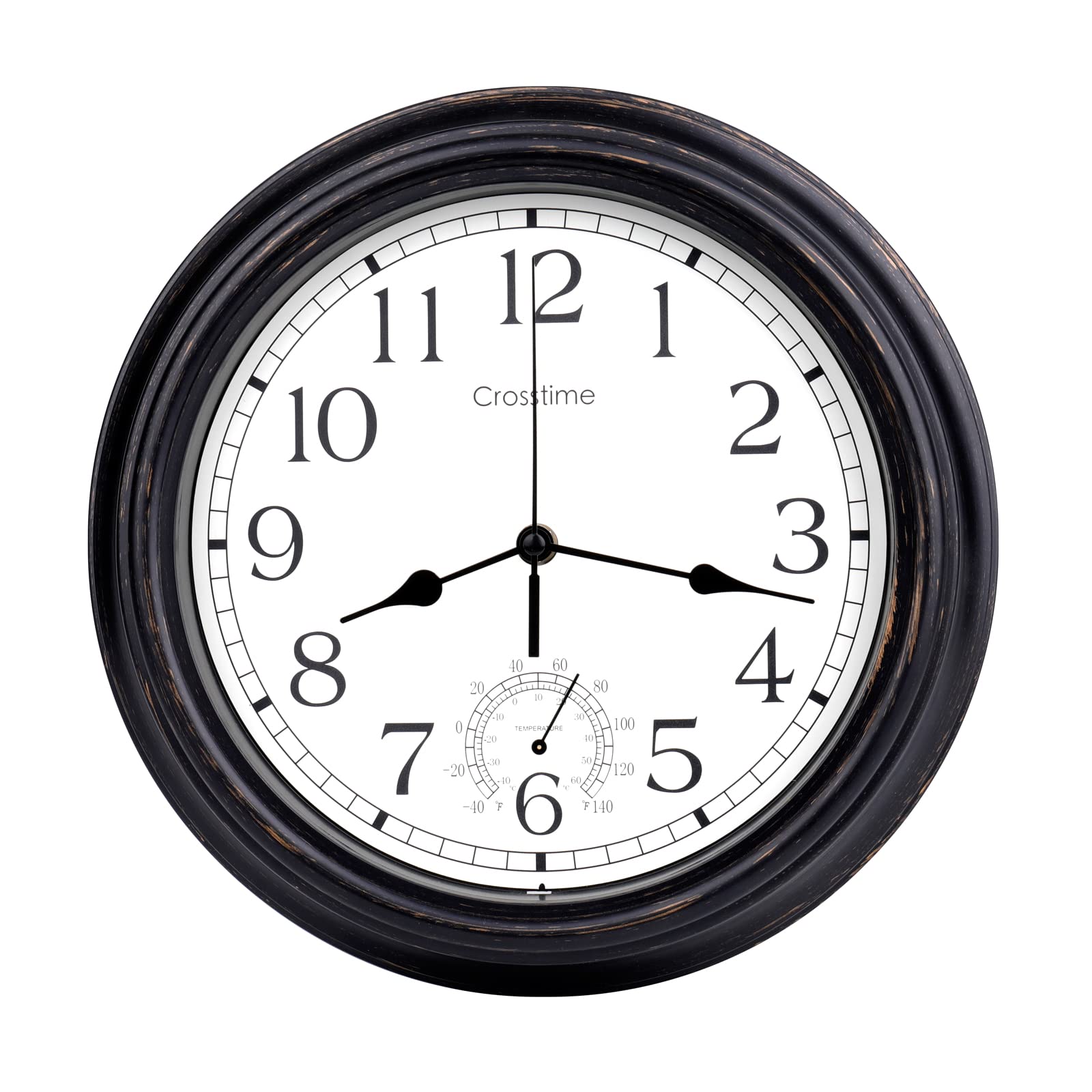 16 Inch Large Outdoor Clock Waterproof With Thermometer Retro Wall Clocks For Patio Pool Garden Home,Bronze