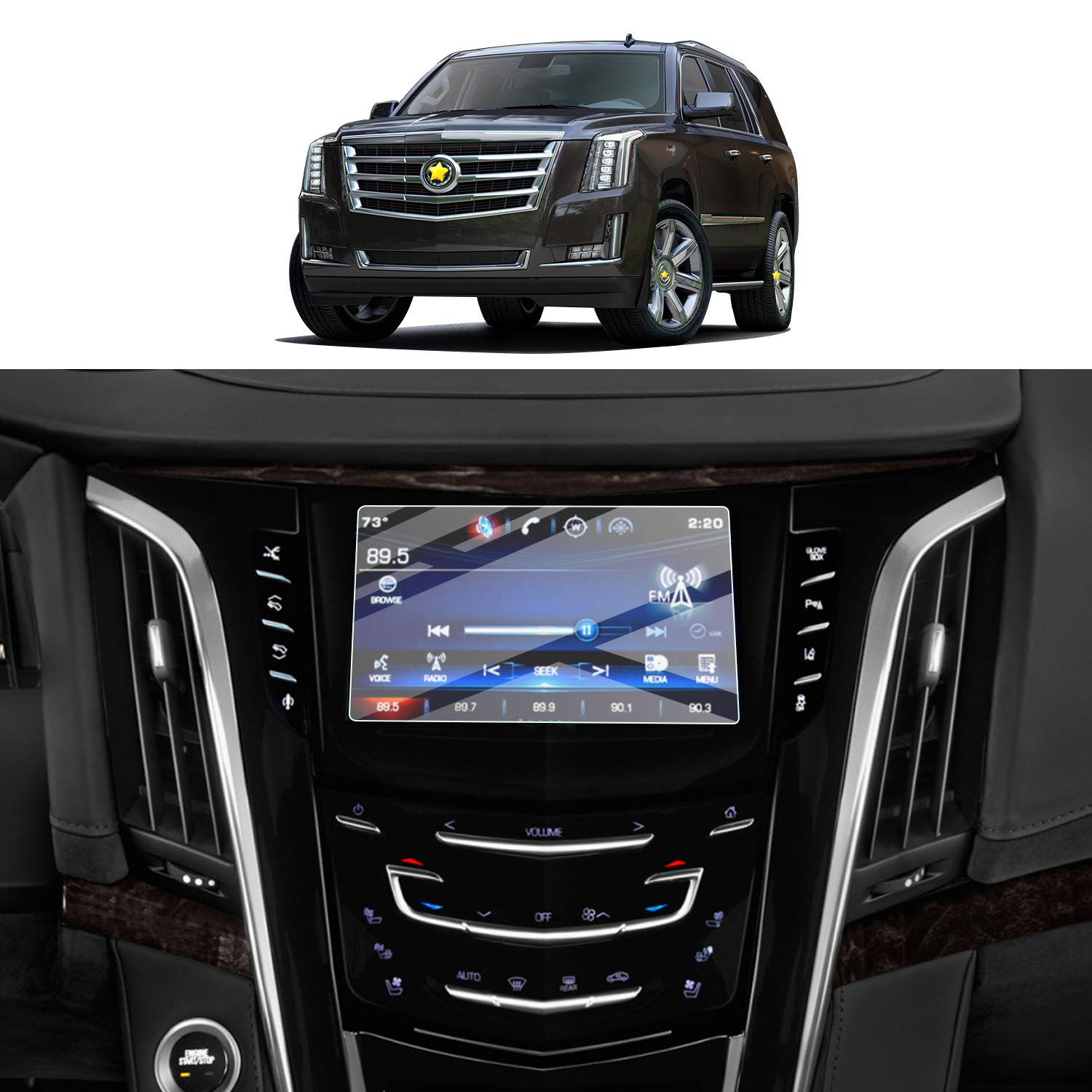 Screen Protector Foils For 2015 2020 Cadillac Escalade Cue Infotainment Interface 8In Navigation Display Tempered Glass 9H Hardness Anti Glare Hd Clear Chevrolet Lcd Gps Touch Screen Protective Film