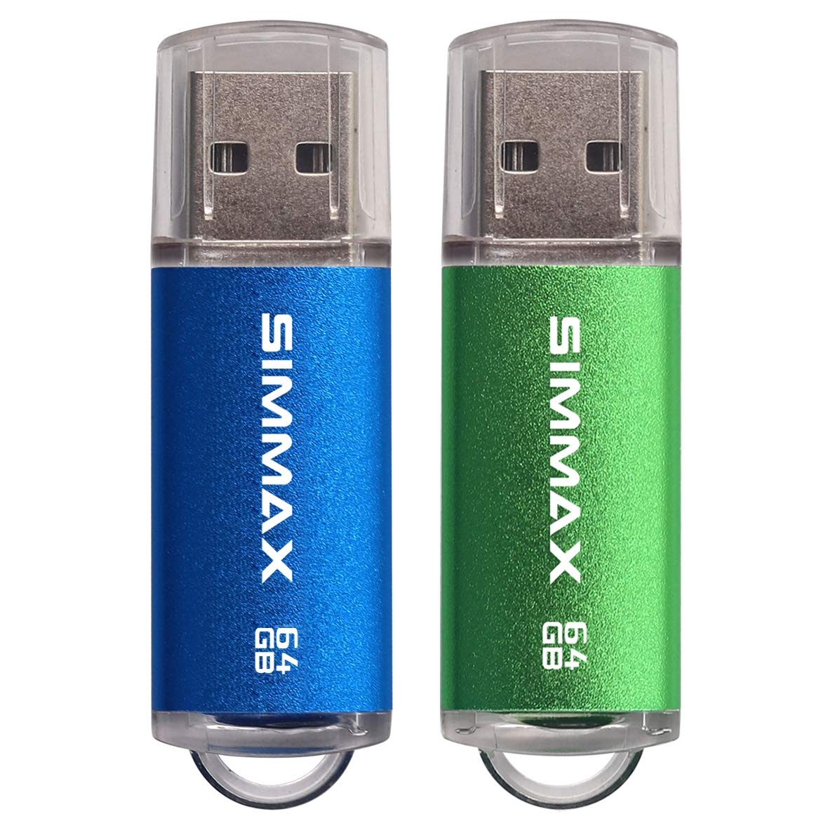 Simmax Flash Drive 2 Pack 64Gb Usb 2.0 Flash Drives Thumb Drive Memory Stick Pen Drive With Led Indicator (Blue Green)