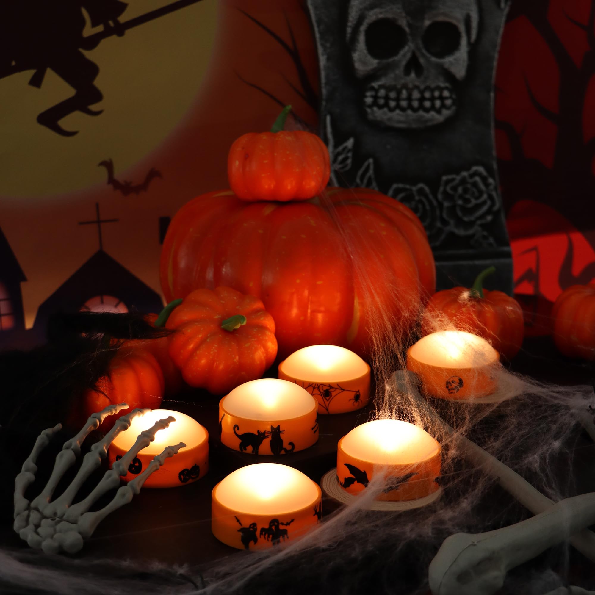 Candle Choice Halloween Led Pumpkin Lights With Remote Timer Bright Flickering Battery Operated Jack O Lantern Electric Flameles
