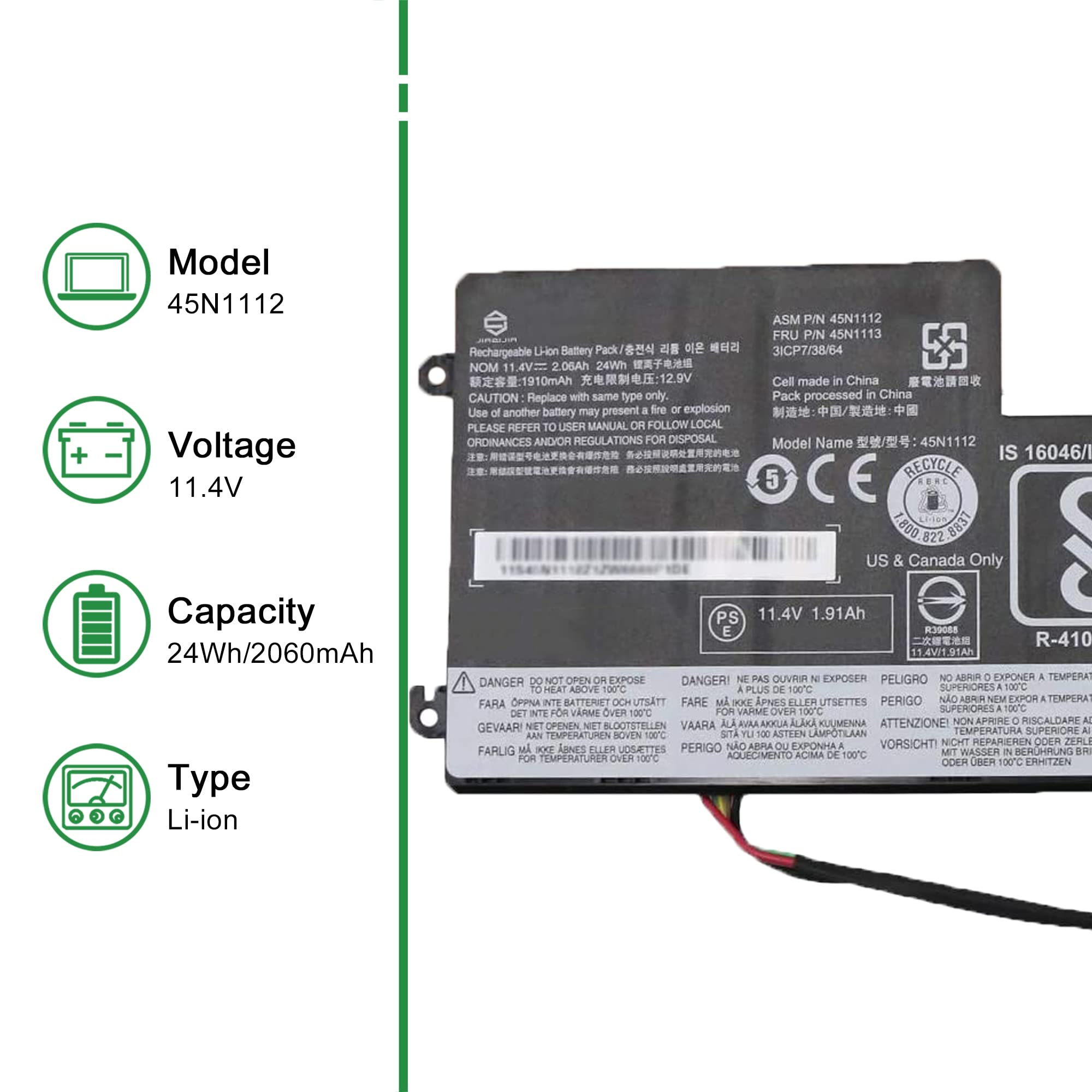 Jiazijia 45N1112 45N1113 Laptop Battery Replacement For Lenovo Thinkpad T440 T450 T450S T460 X240 X240S X250 X260 A275 Series 45