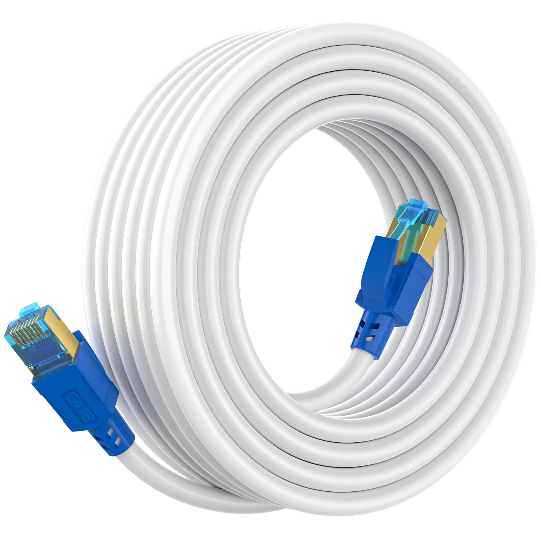 Cat 8 Ethernet Cable 50 Ft, High Speed Shielded Internet Network Lan Cable, 50 Feet Heavy Duty Patch Cable Weatherproof 2000Mhz