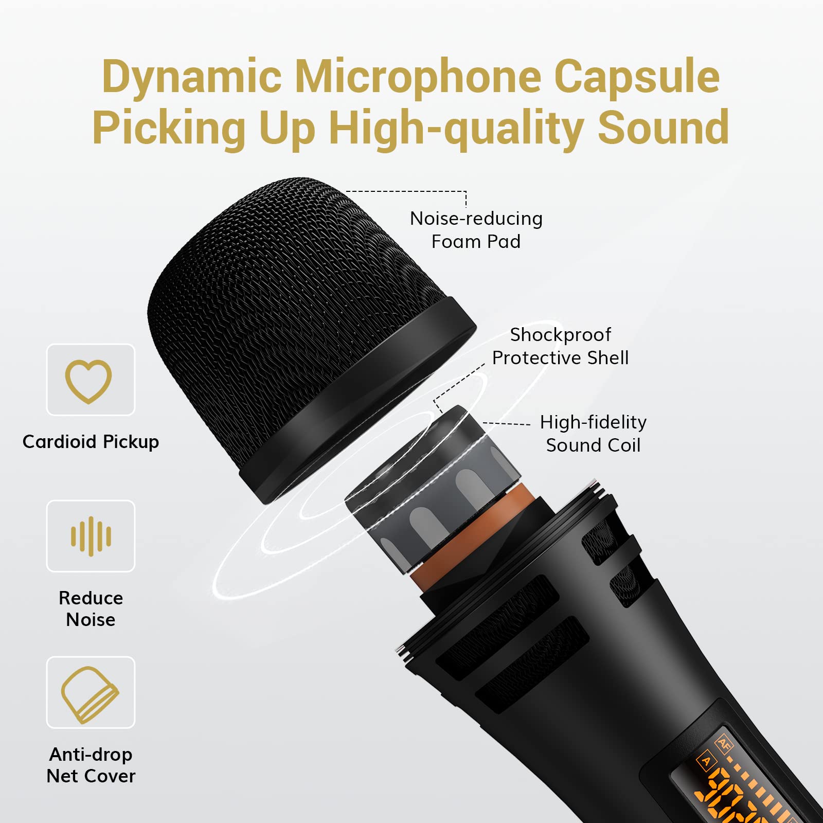 Tonor Wireless Microphones, Uhf Handheld Cordless Dynamic Mic With Rechargeable Receiver, Microfonos Inalambricos Microfono For