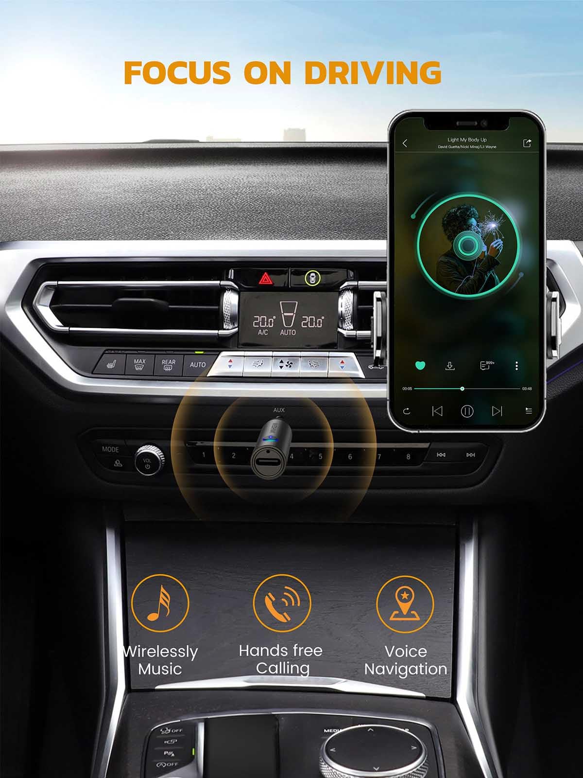 Maedhawk 5.3 Car Bluetooth Aux Adapter, [Stable Connection] 3.5Mm Bluetooth Adapter Wireless Audio Receiver For Car Home Stereo Wired Headphones Speaker, Hands Free Calls [Enhanced Mic], [1 Piece]