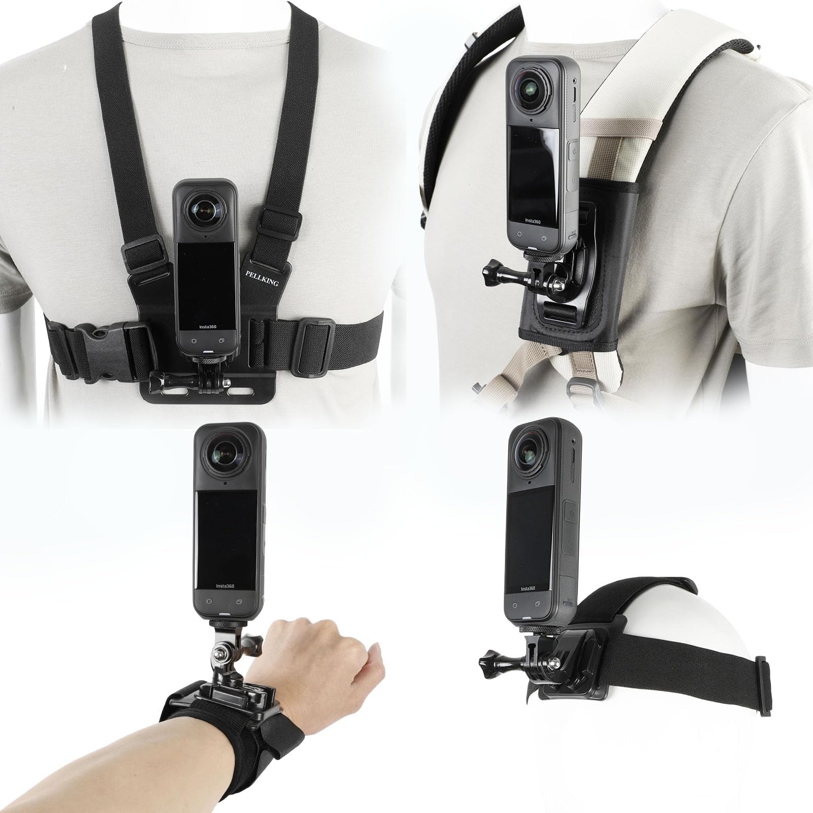 Accessories Kit for Insta360 One X5/X4/X4 Air/X3/X2, One R, X and GoPro Hero 9,New Quick Release Head Strap Mount + Chest Mount 