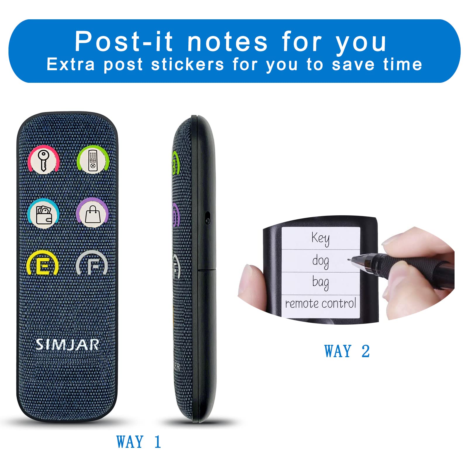 Key Finder With Thinner Receivers & Advanced Fabric Remotes, Simjar 80Db+ Rf Item Locator With 131Ft Working Range, 2 Rf Transmi